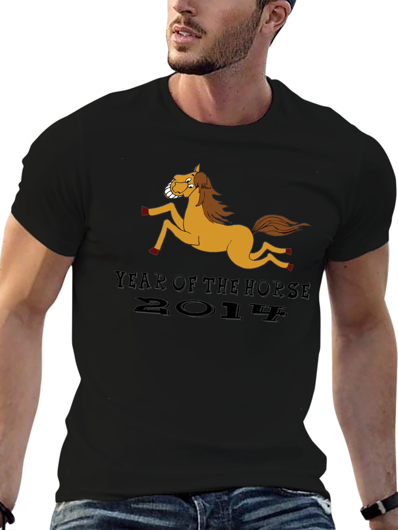 Black Year of the Horse 2014 Black T-Shirt view 6
