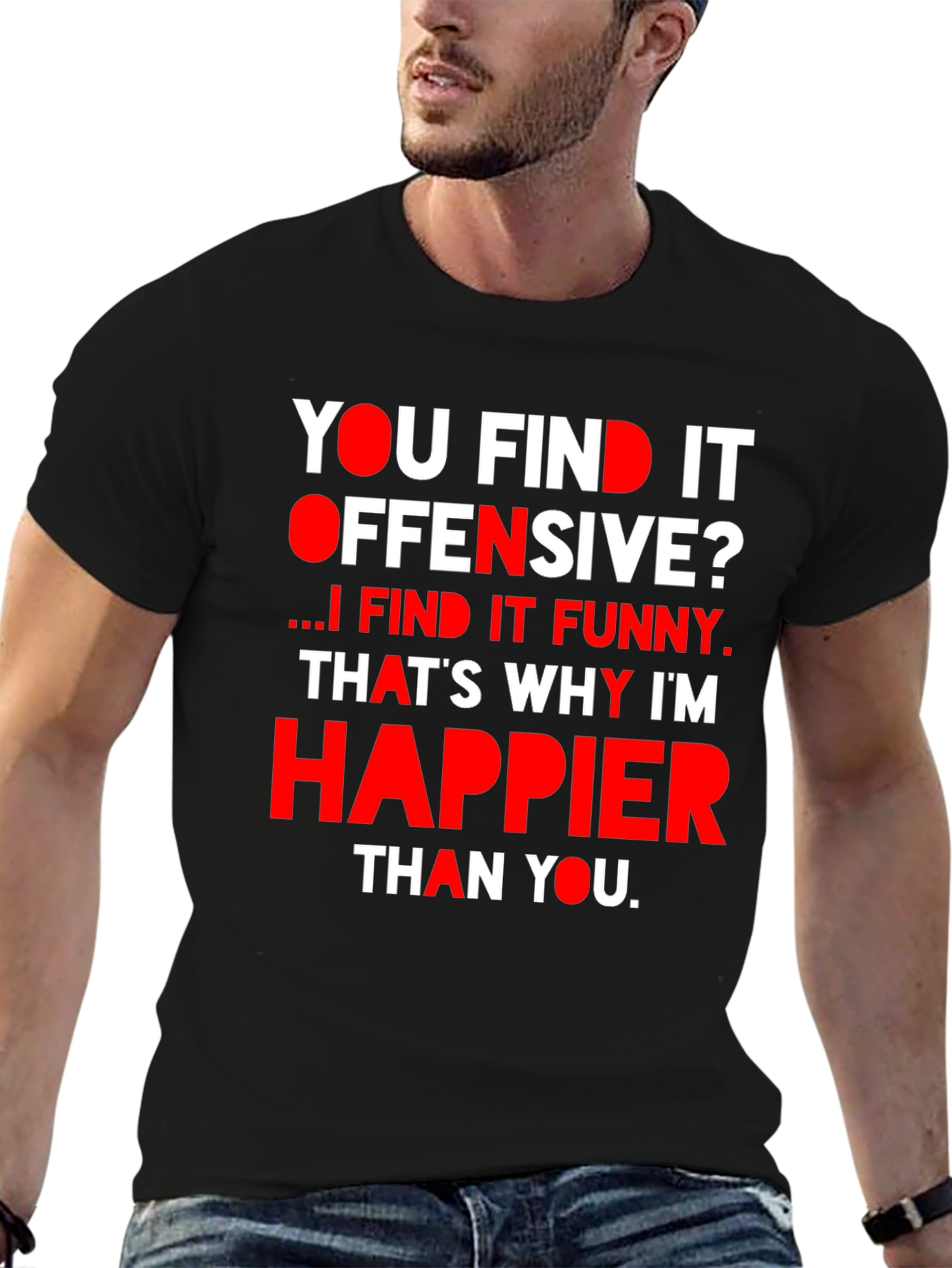 Black Offensive Humor T-Shirt: I Find It Funny view 6