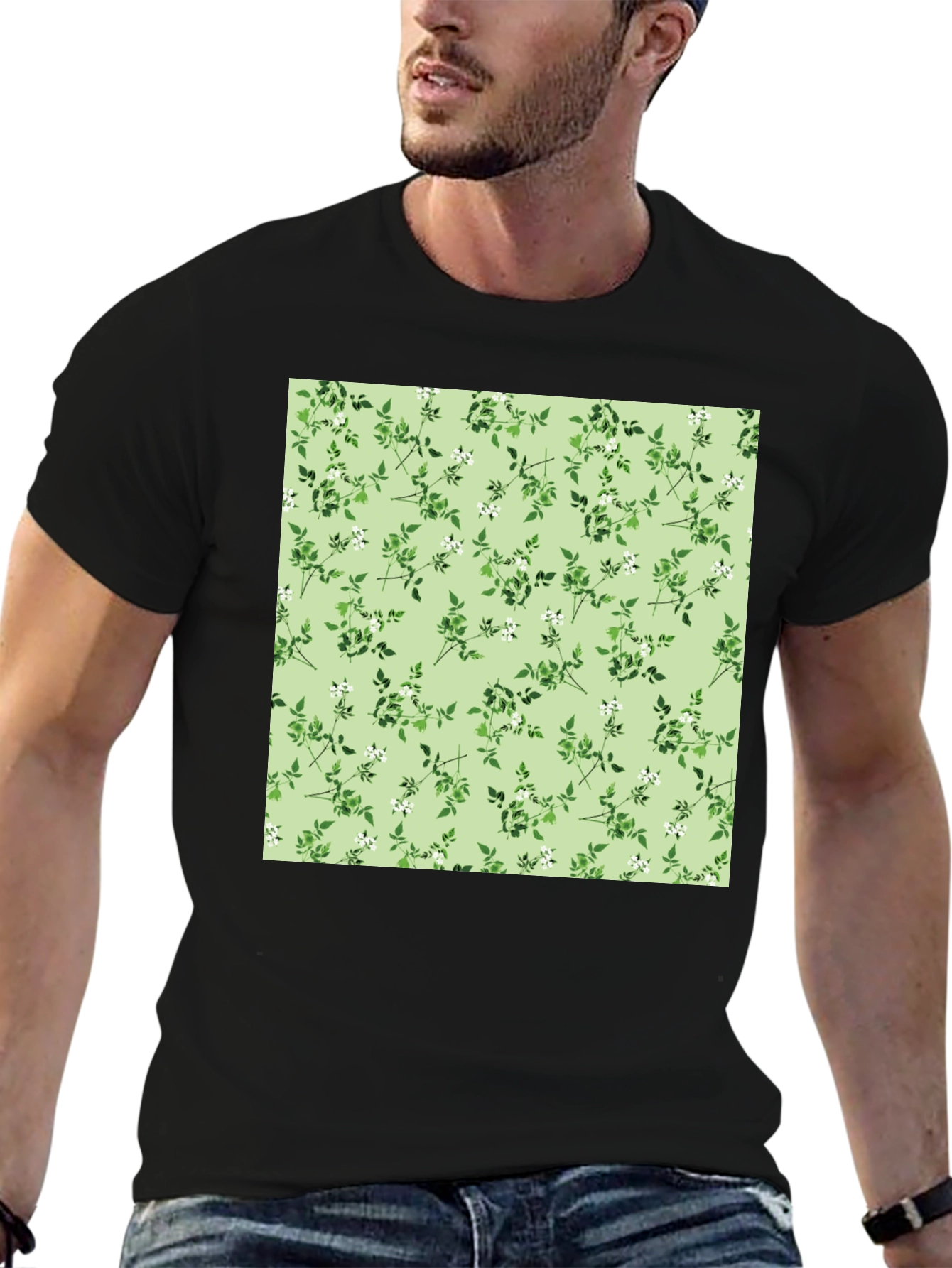 Black Floral Print Tee - Stylish & Comfortable view 6