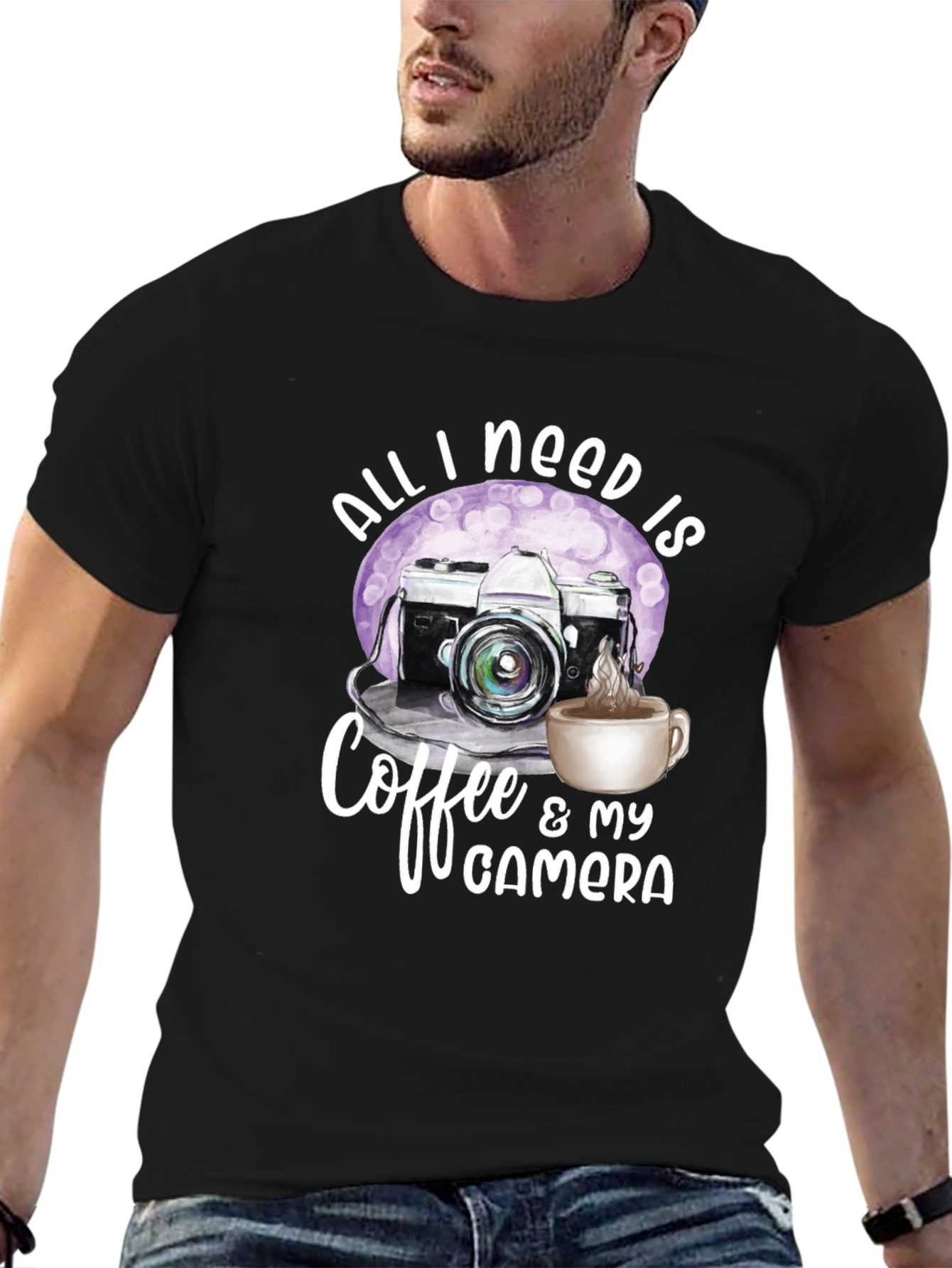 Black Coffee & Camera Graphic Tee - Photographer's Essential view 6