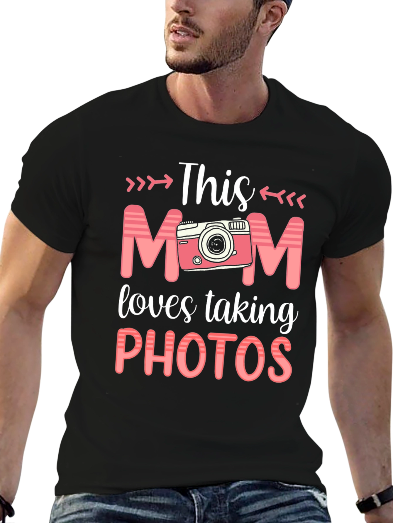 Black This Mom Loves Taking Photos T-Shirt - Camera Design view 6