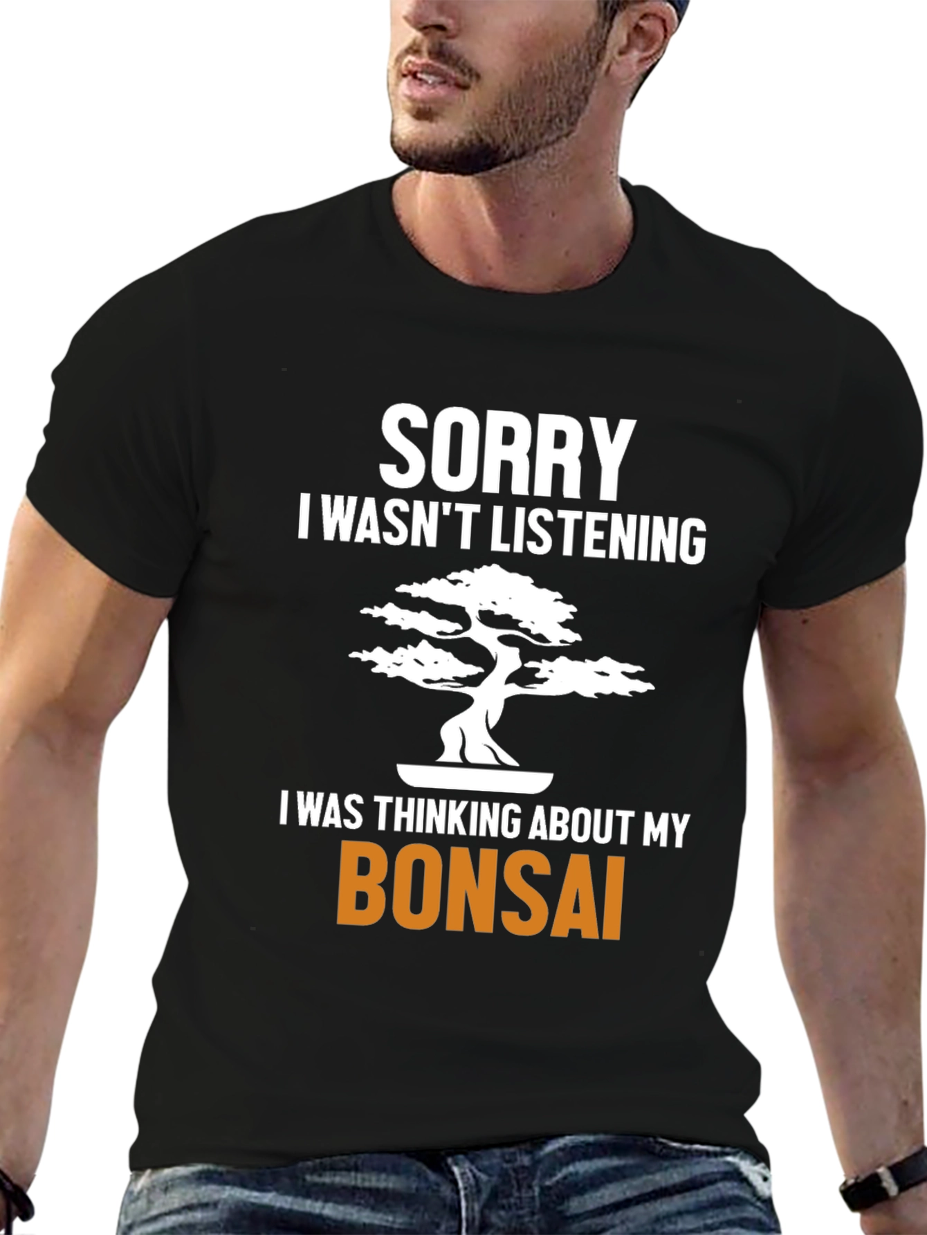 Black Bonsai Tree T-Shirt - Sorry I Wasn't Listening Funny Tee view 6