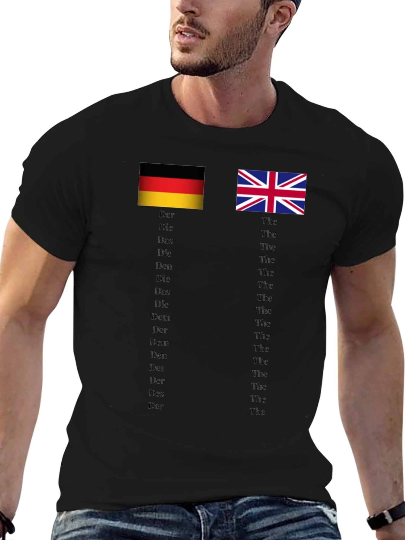 Black Funny German English Grammar T-Shirt view 6