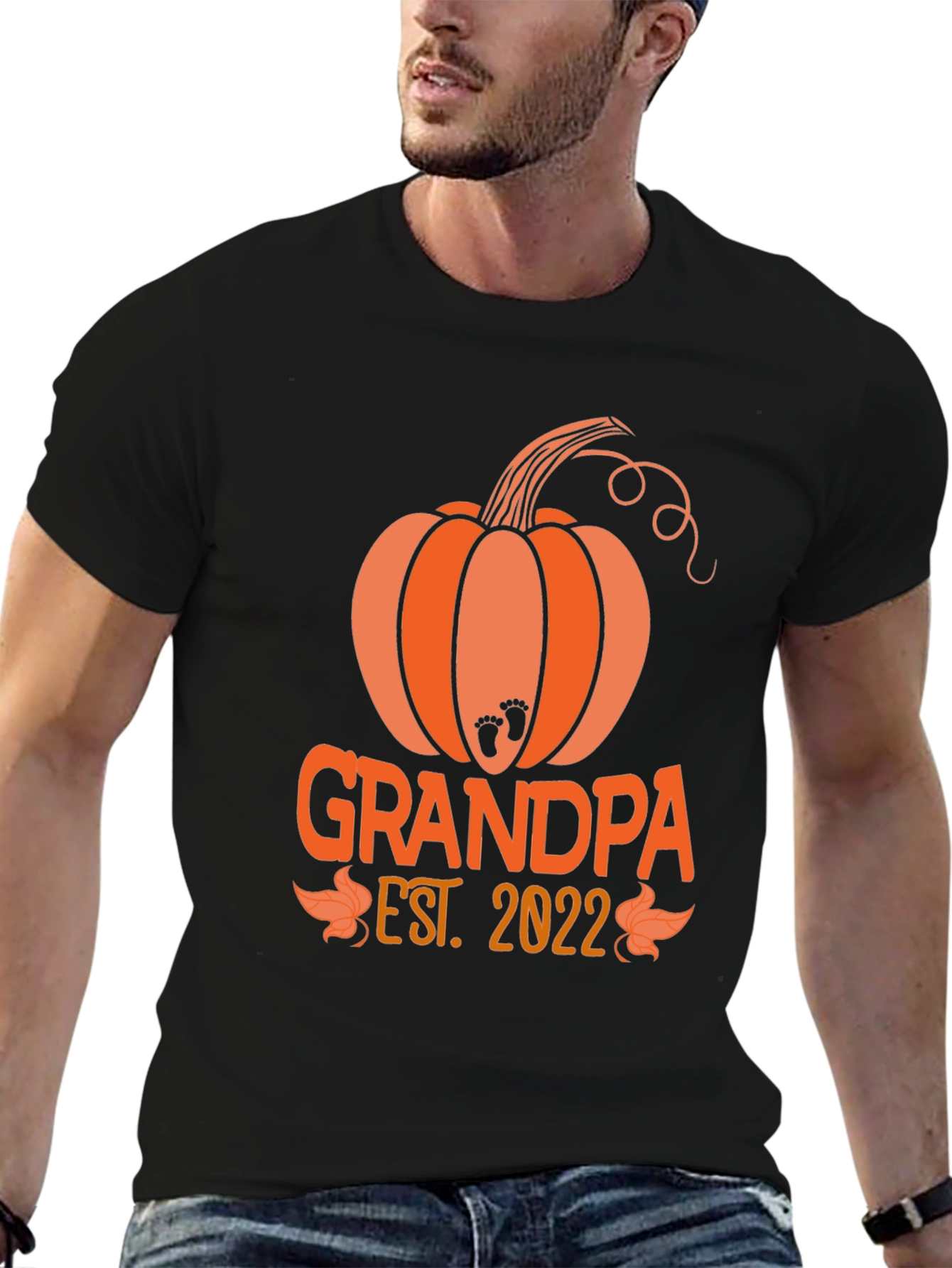 Black Grandpa Est. 2022 Pumpkin T-Shirt view 6