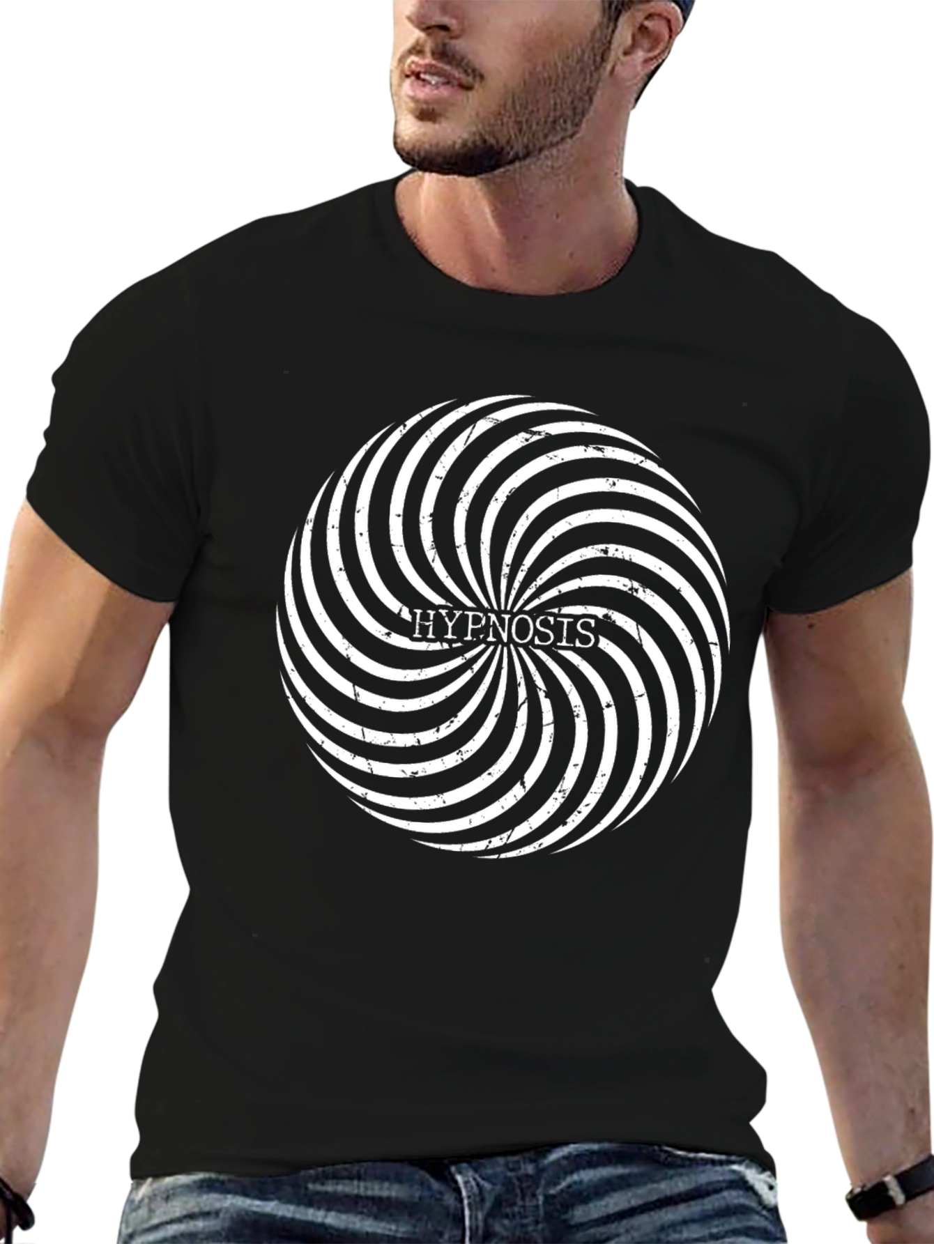 Black Hypnosis Swirl Graphic Tee - Black Cotton Blend view 6