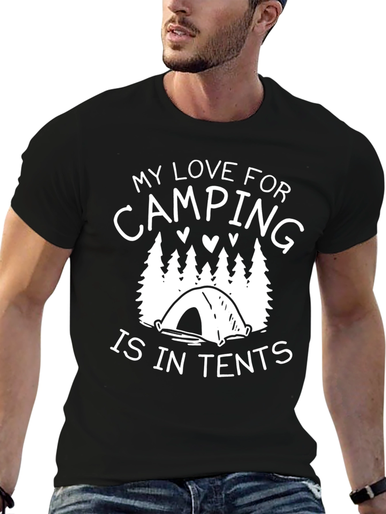 Black Camping Lover Tee - 'In Tents' Graphic view 6
