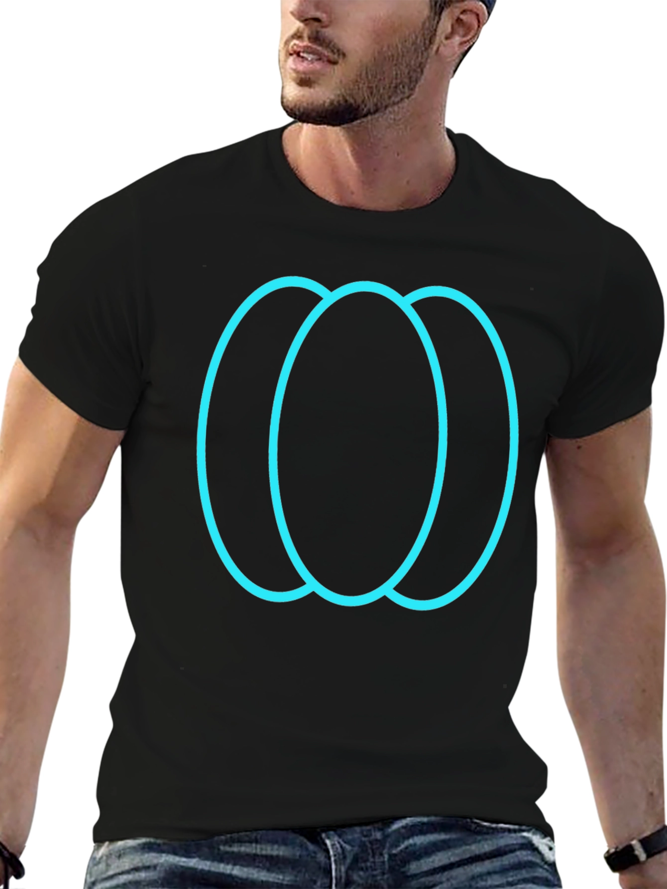 Black Abstract Oval Graphic T-Shirt view 6