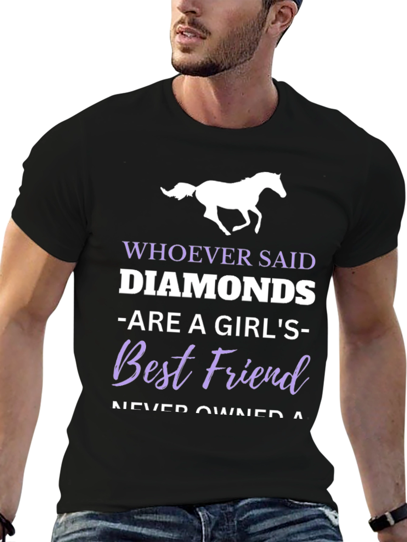 Black Horse Lover T-Shirt - Diamonds Best Friend view 6