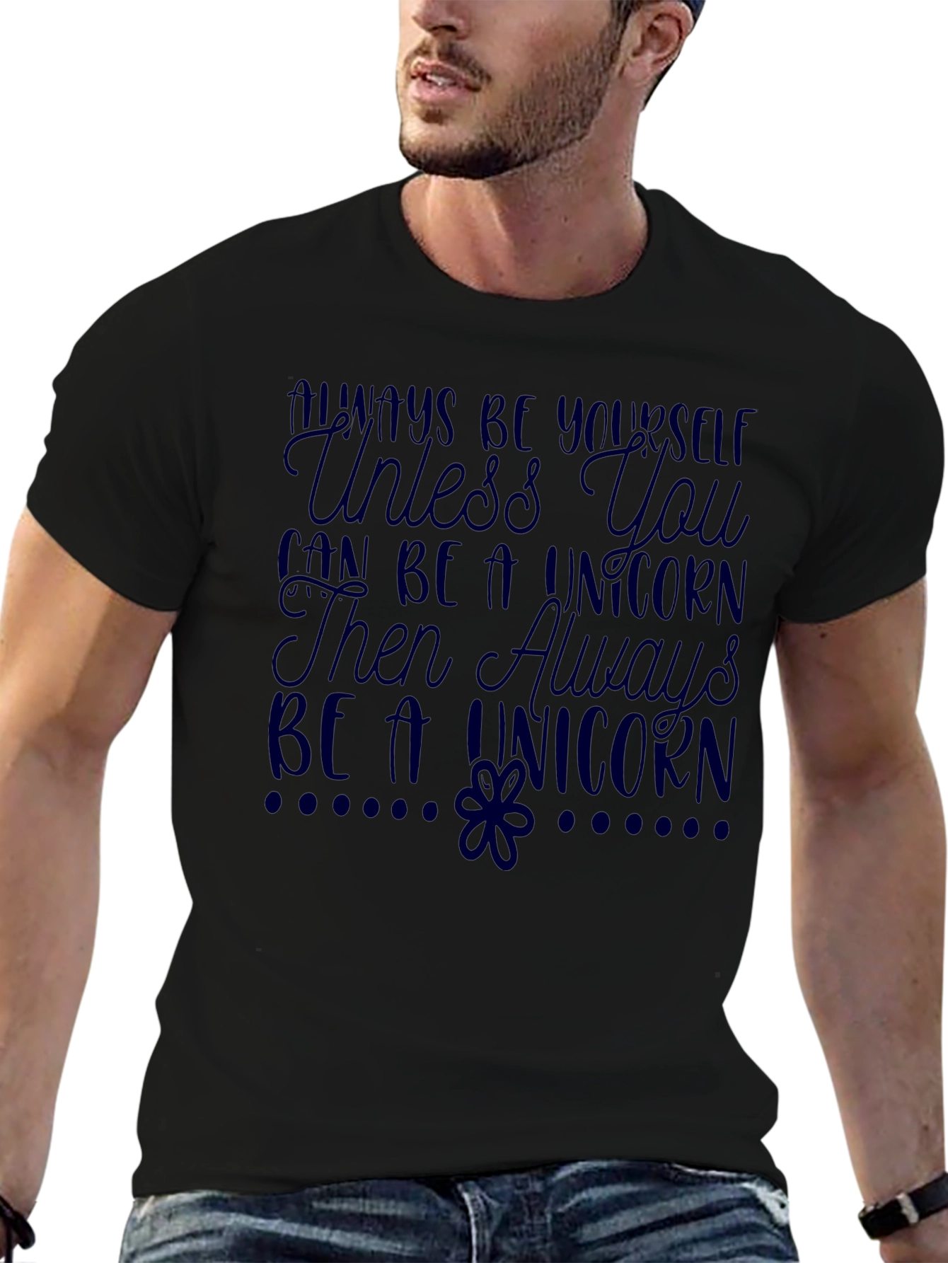 Black Unicorn Graphic T-Shirt - Always Be Yourself Tee view 6
