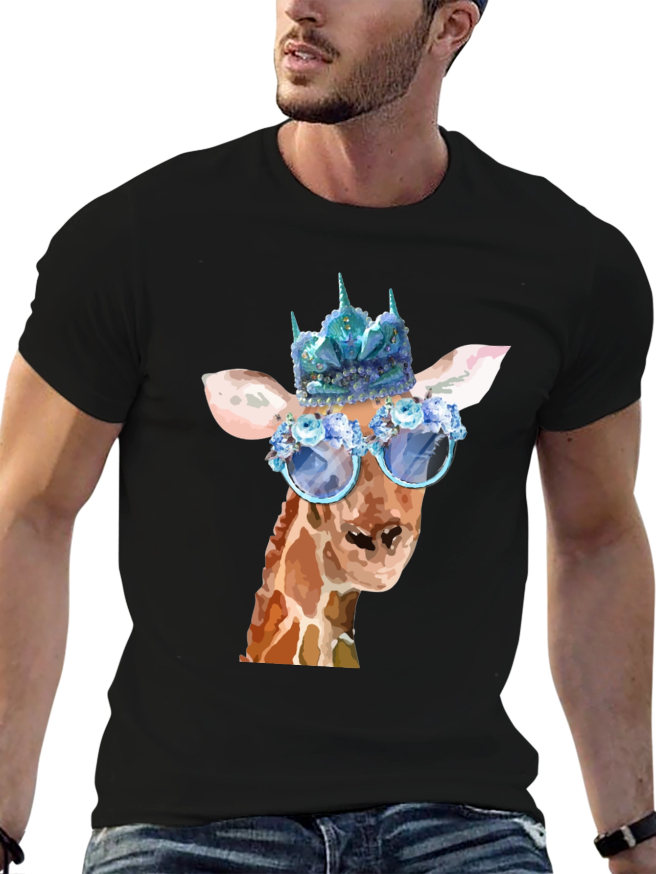Black Giraffe Queen T-Shirt - Unique Animal Graphic Tee view 6