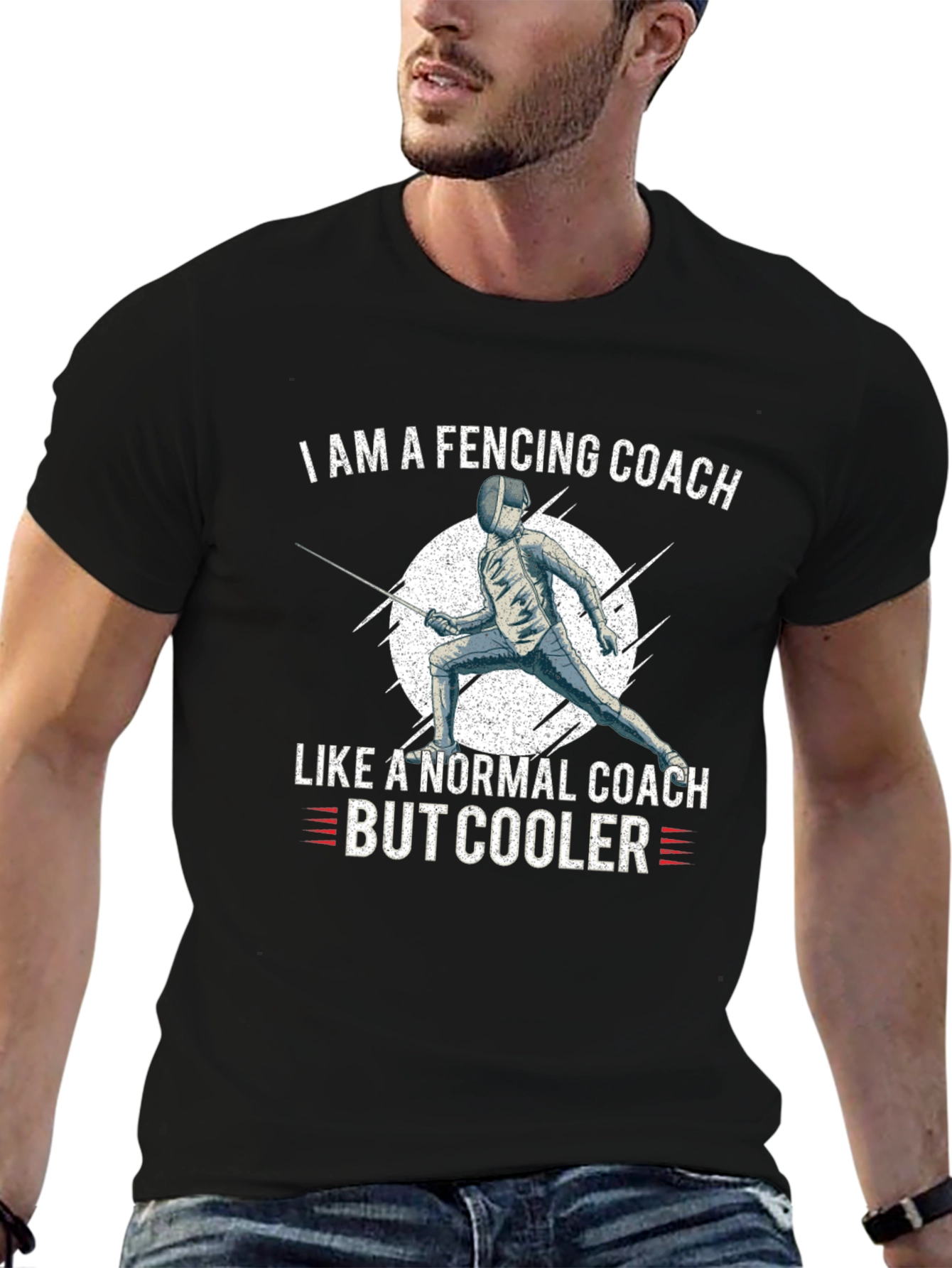 Black Fencing Coach T-Shirt - Cool Coach Apparel view 6