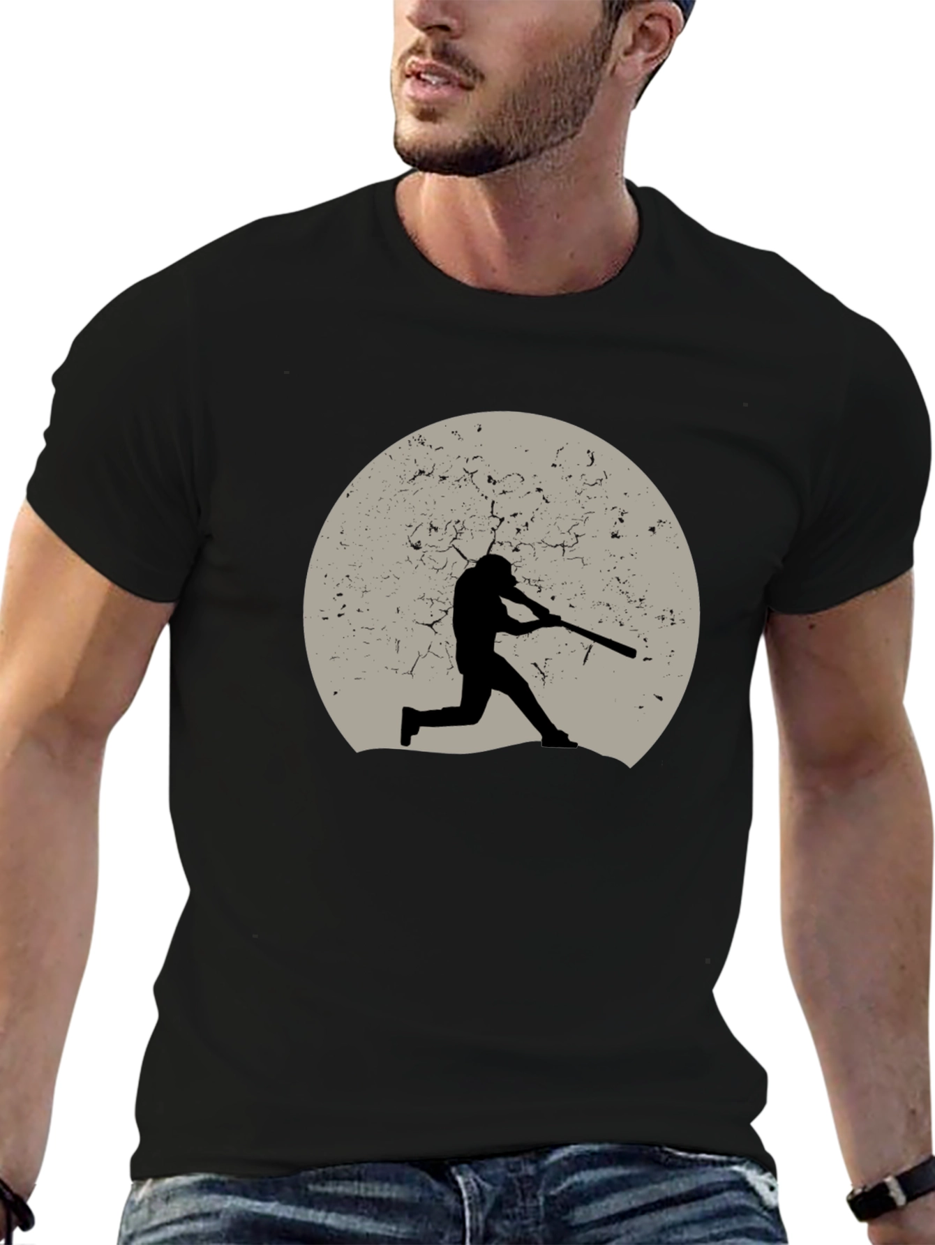 Black Baseball Silhouette Graphic Tee - Black view 6