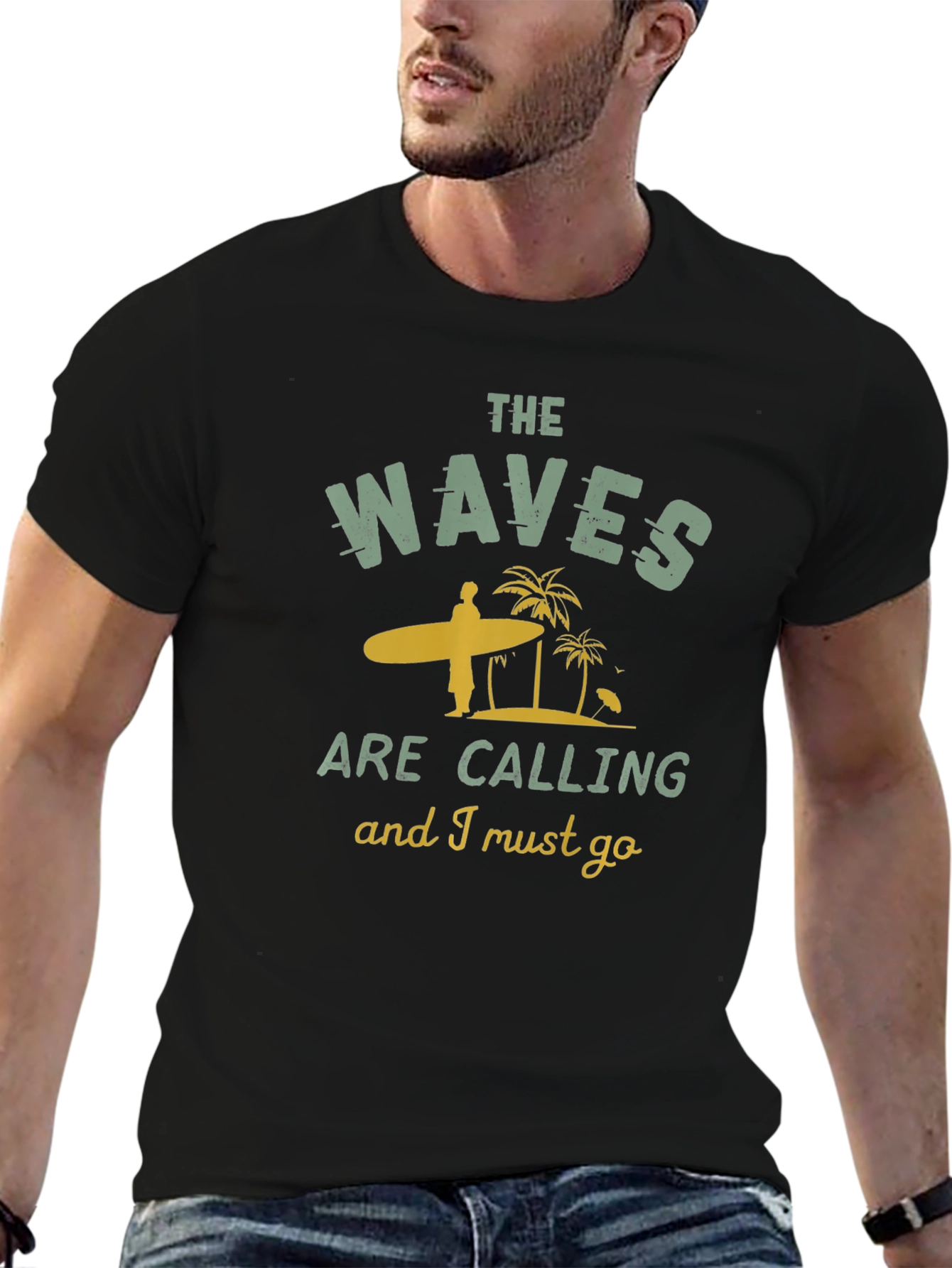 Black The Waves Are Calling T-Shirt view 6