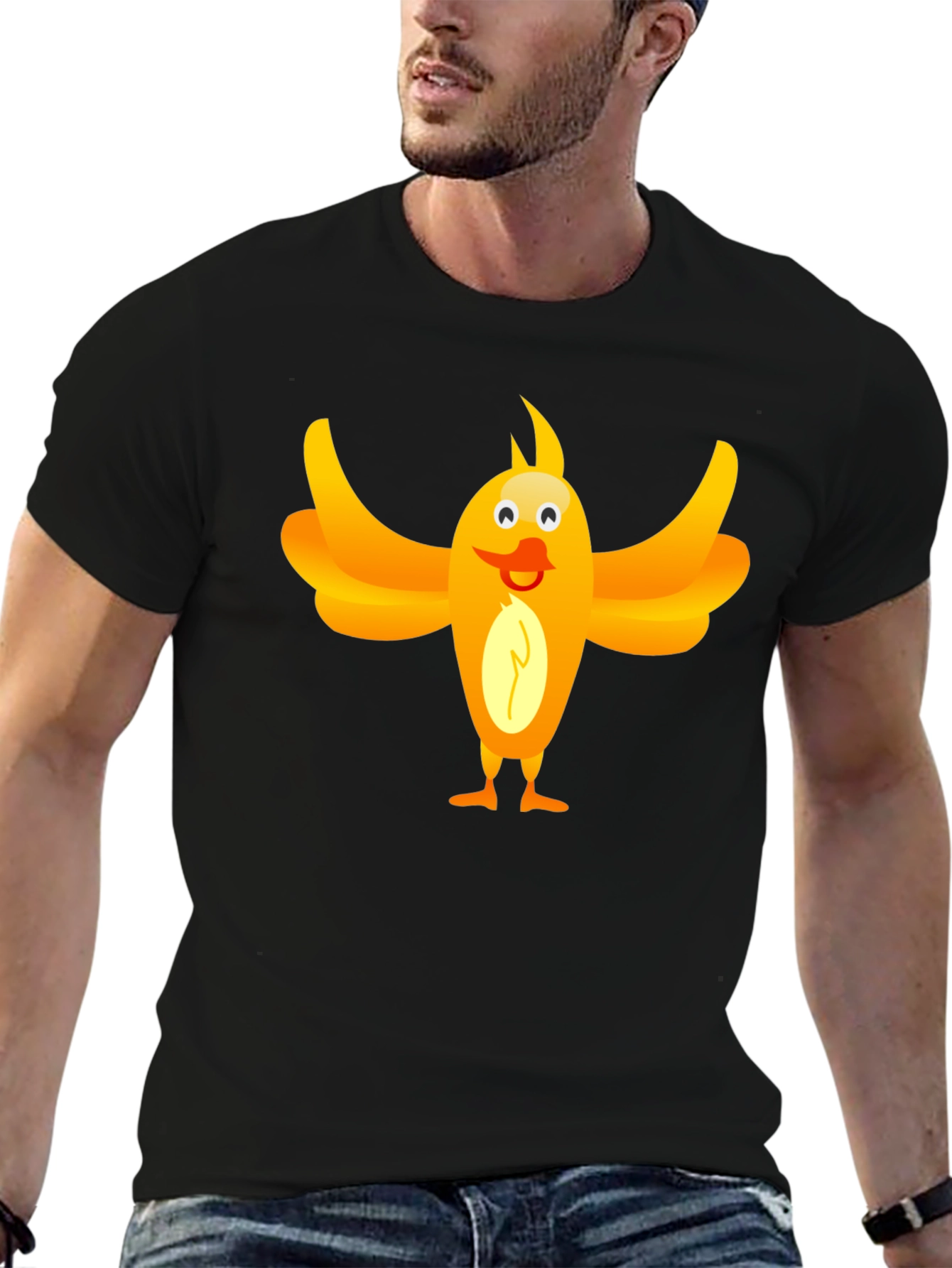 Black Funny Bird Graphic Tee - Unisex Black T-Shirt view 6