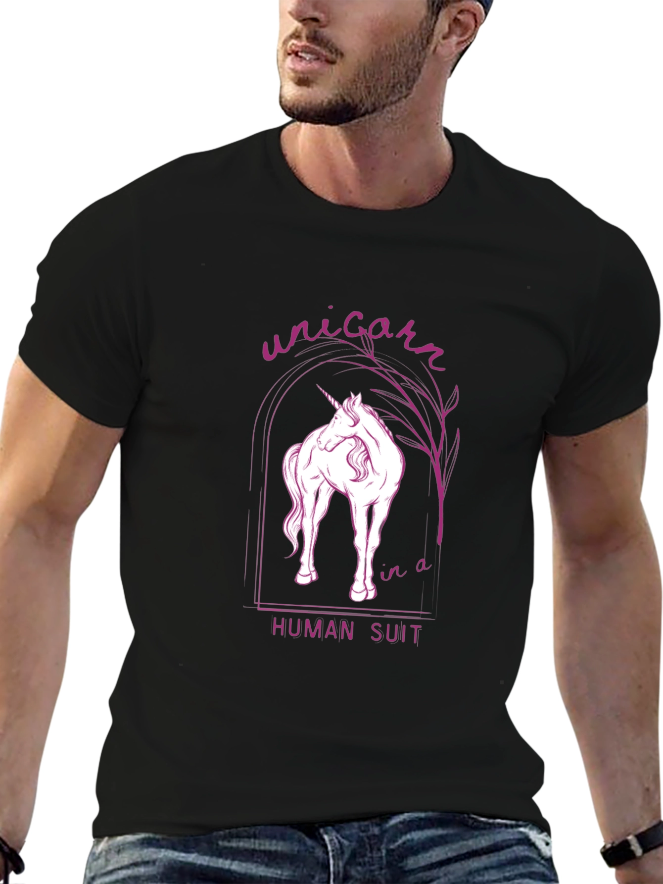 Black Unicorn in a Human Suit Graphic Tee view 6