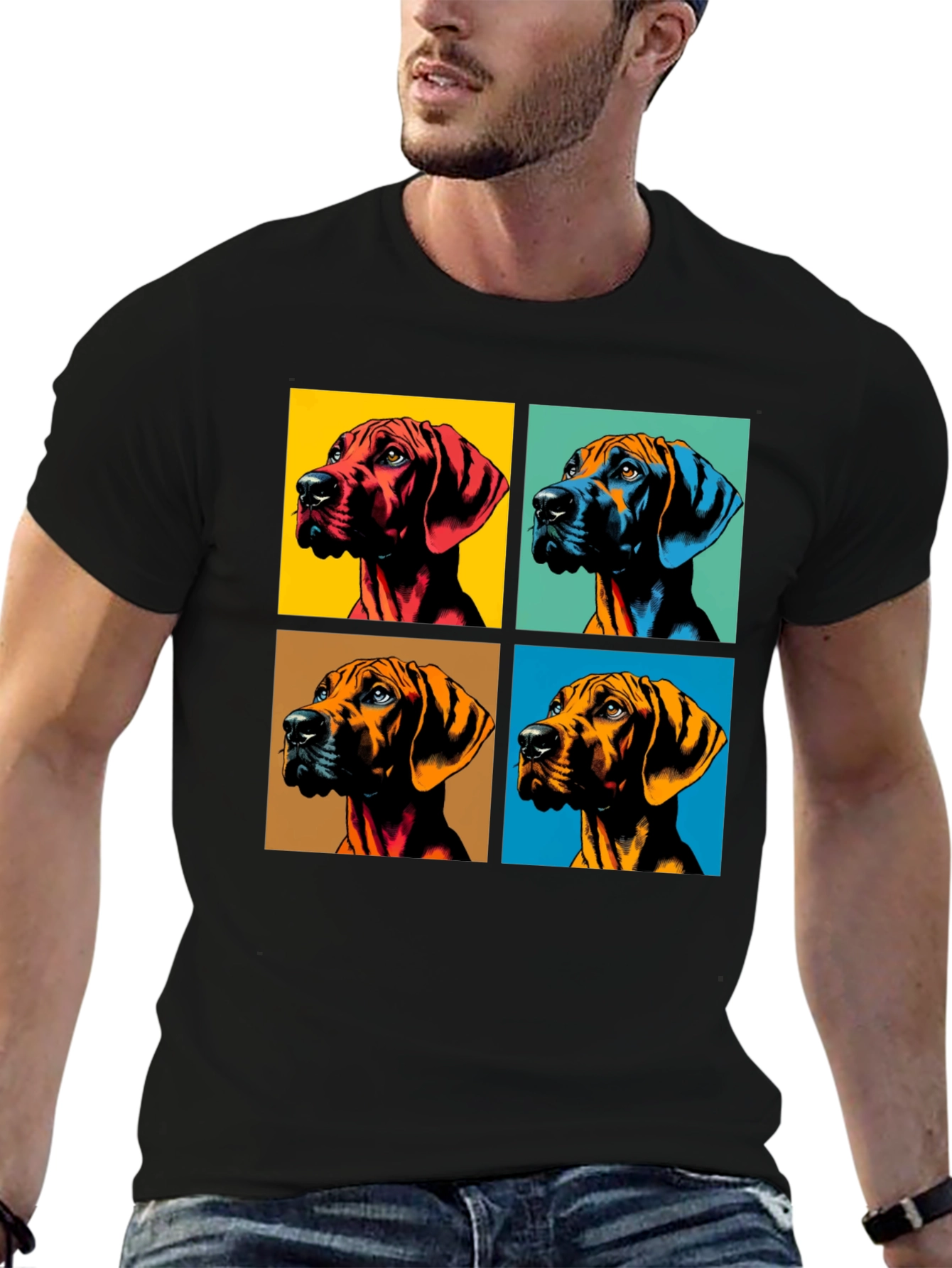 Black Pop Art Dog Portrait Graphic Tee view 6
