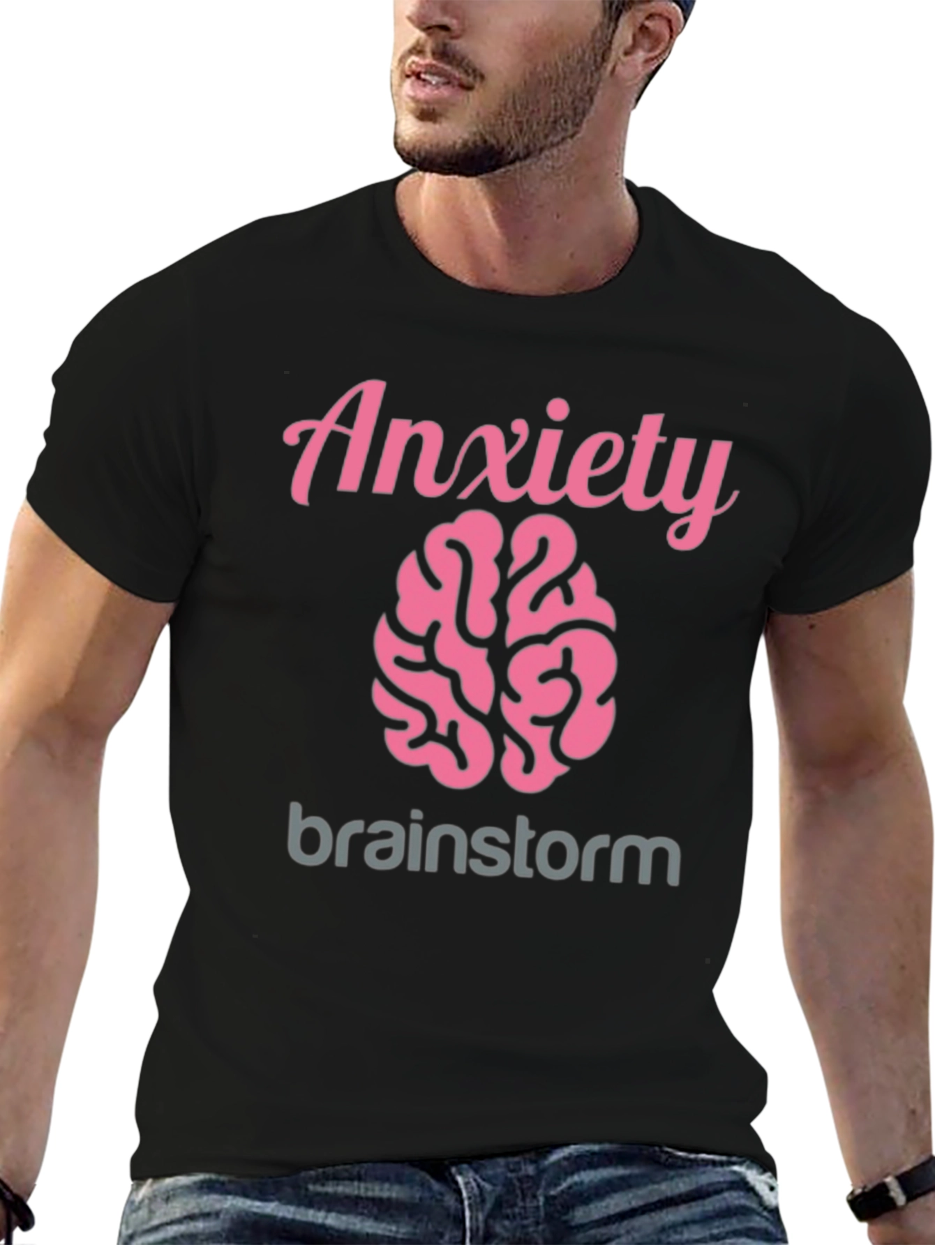 Black Anxiety Brainstorm T-Shirt - Mental Health Awareness view 6