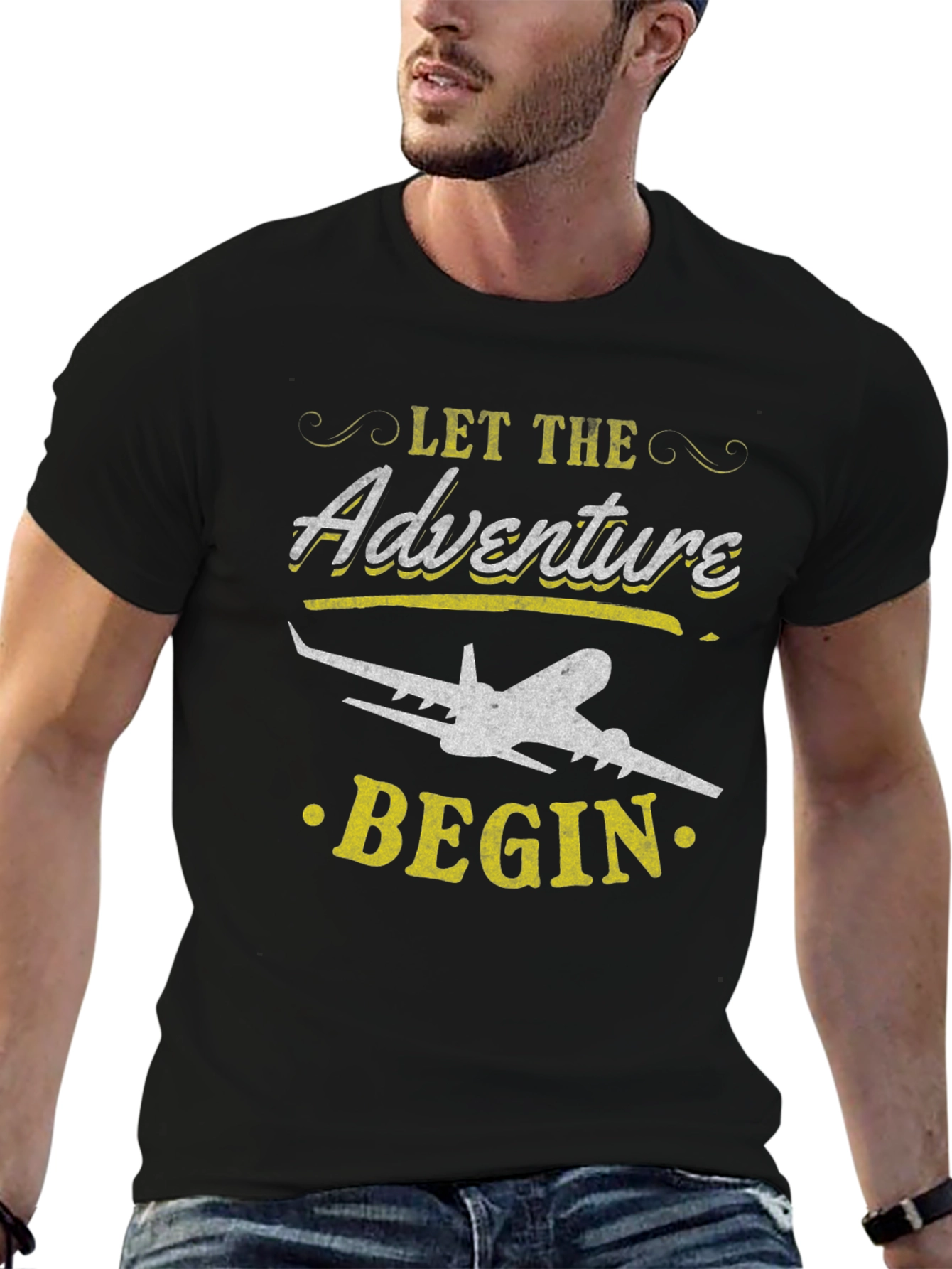Black Adventure Awaits Graphic T-Shirt view 6