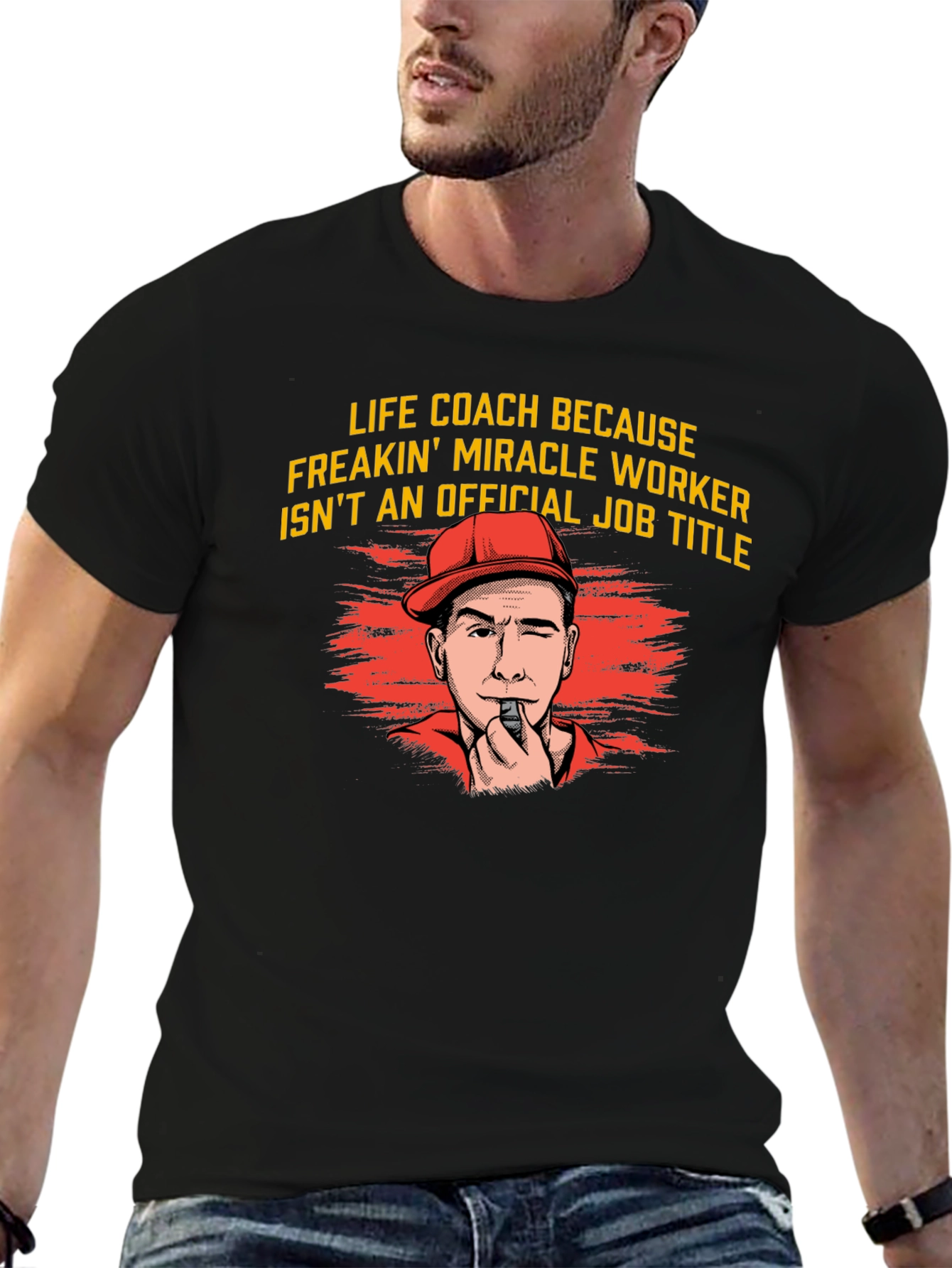 Black Life Coach Miracle Worker Graphic Tee view 6