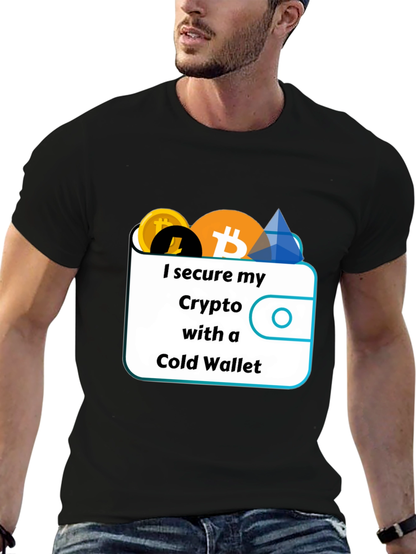 Black Secure Crypto Cold Wallet T-Shirt view 6