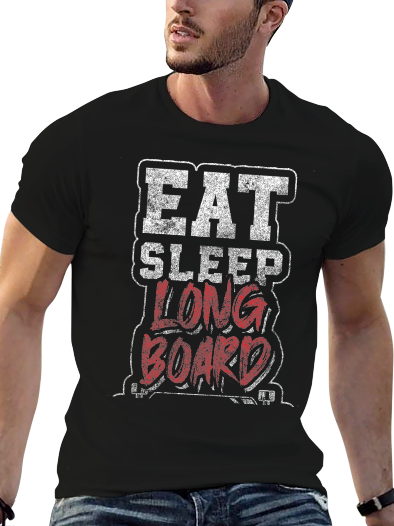 Black Eat Sleep Longboard Graphic Tee view 6