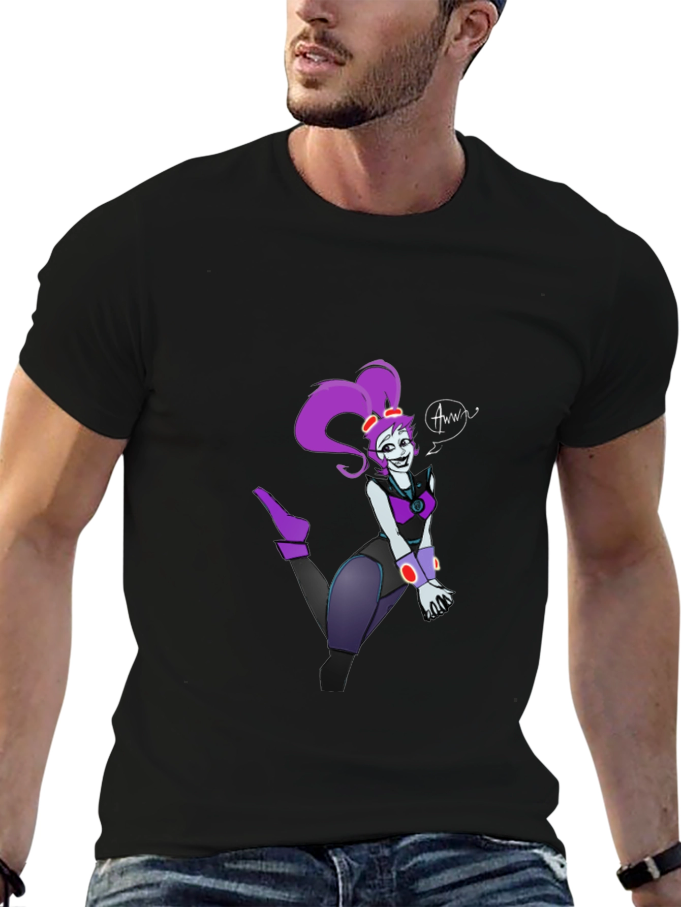 Black Cartoon Character Graphic T-Shirt view 6