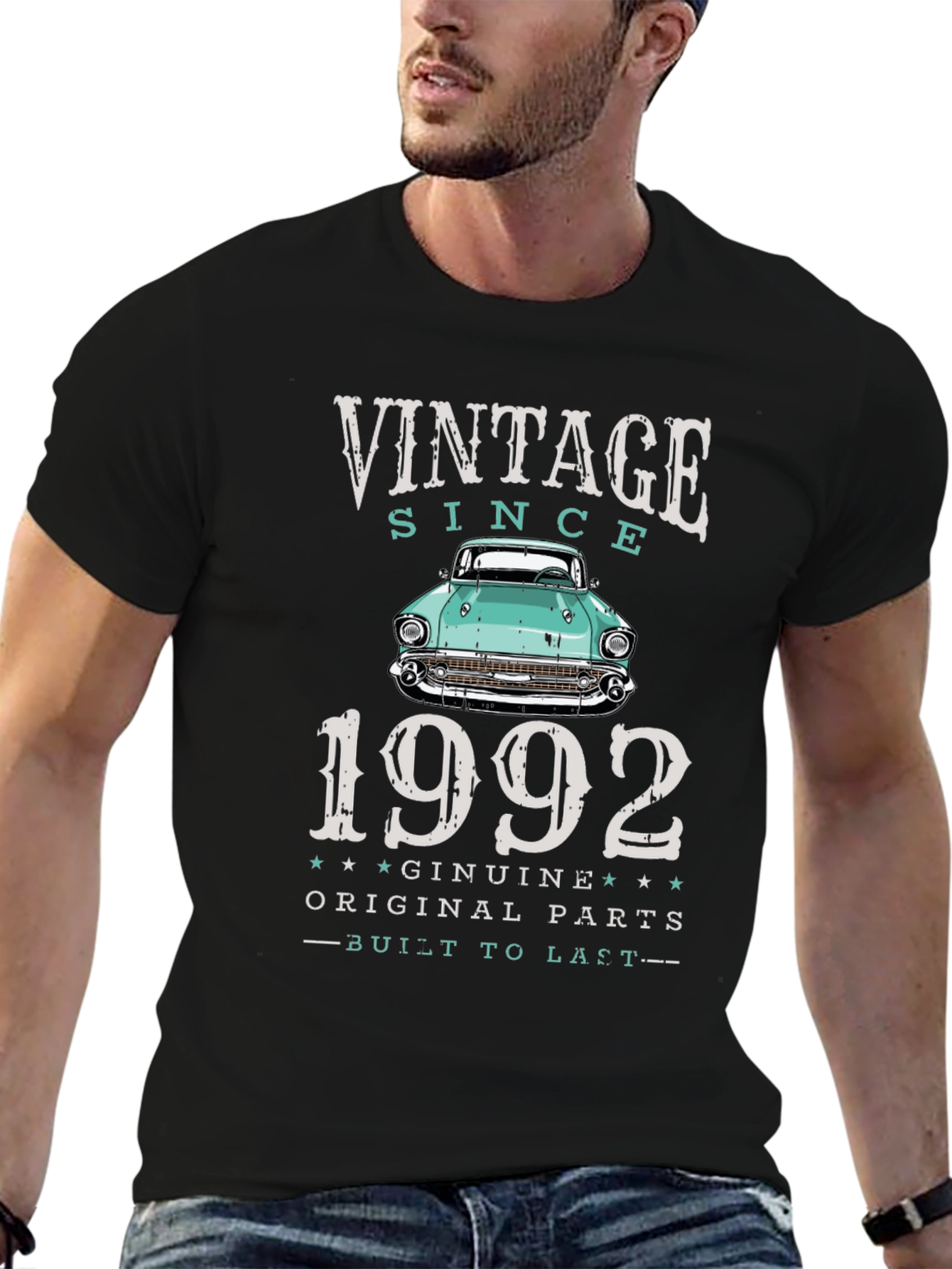 Black Vintage Since 1992 Car Graphic T-Shirt view 6