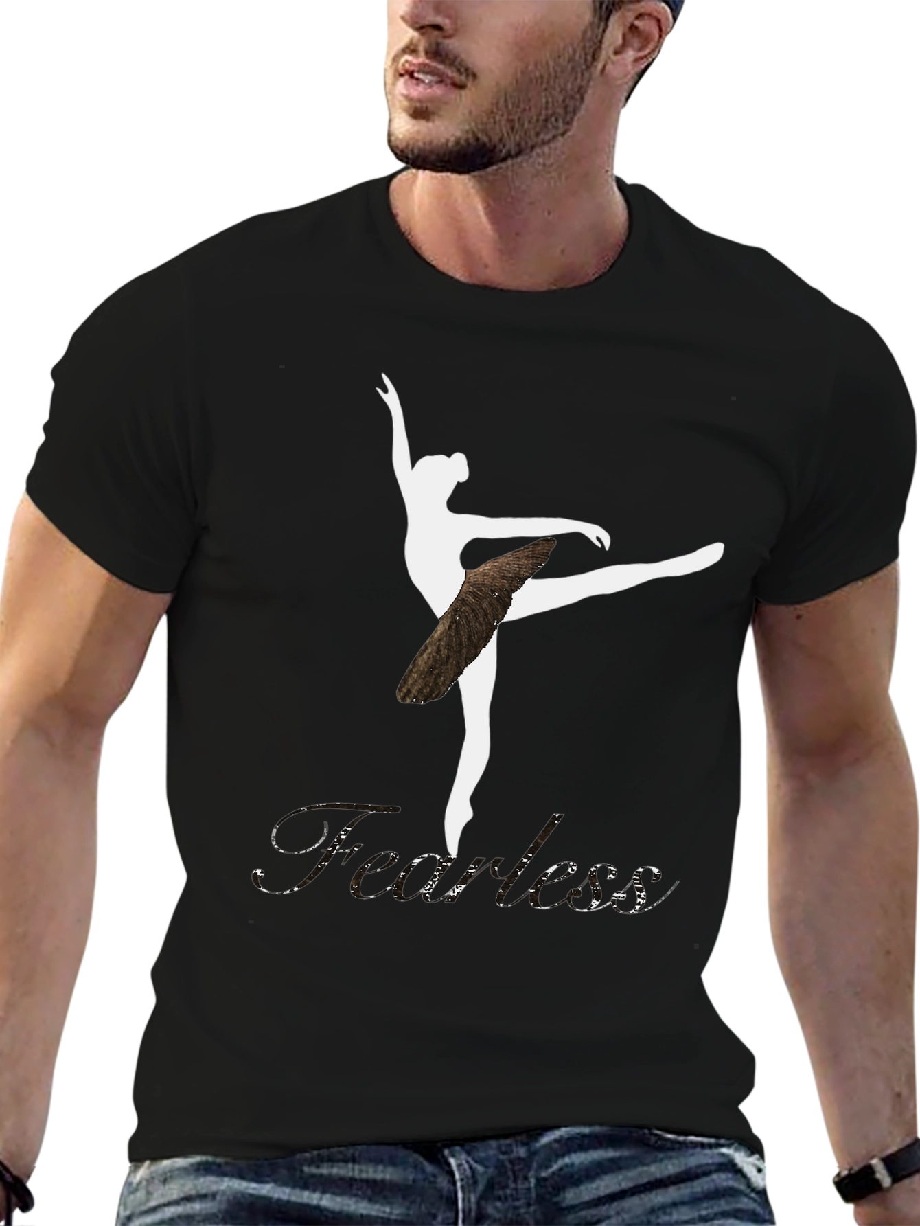 Fearless Ballerina Graphic T-Shirt - Black Cotton Tee - 6