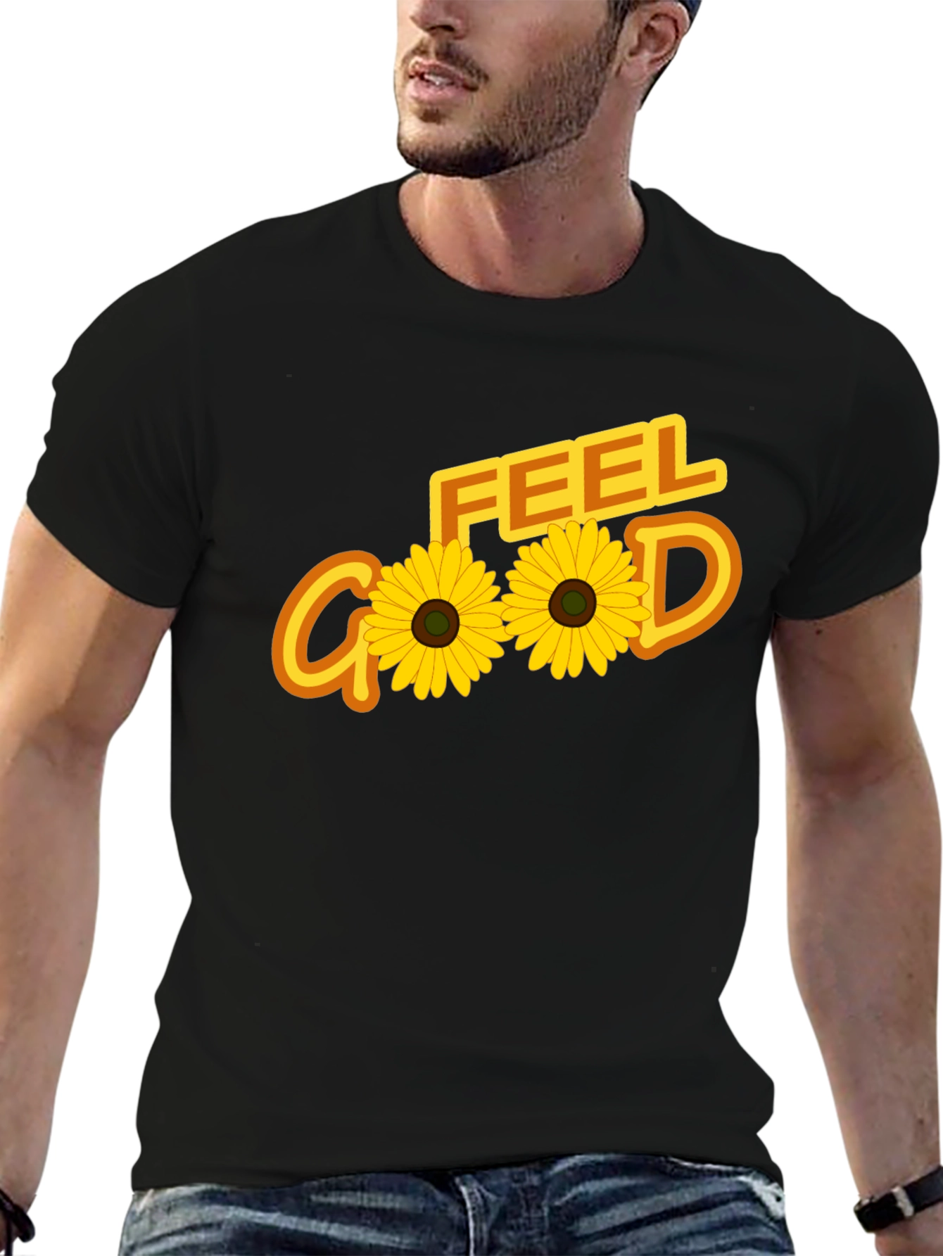 Black Feel Good Sunflower Graphic Tee - Black view 6