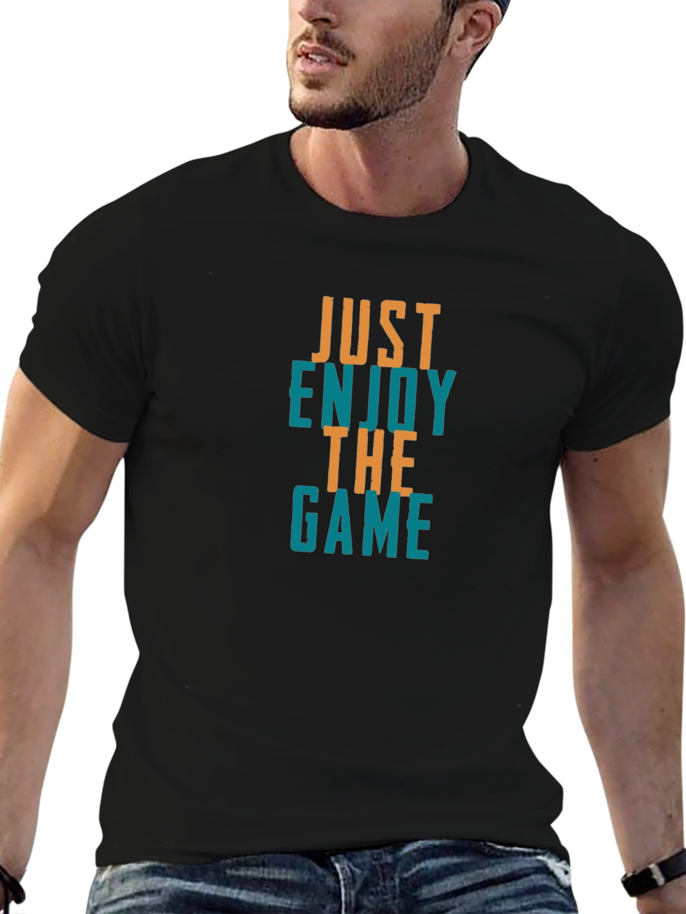 Black Just Enjoy The Game Graphic Tee view 6