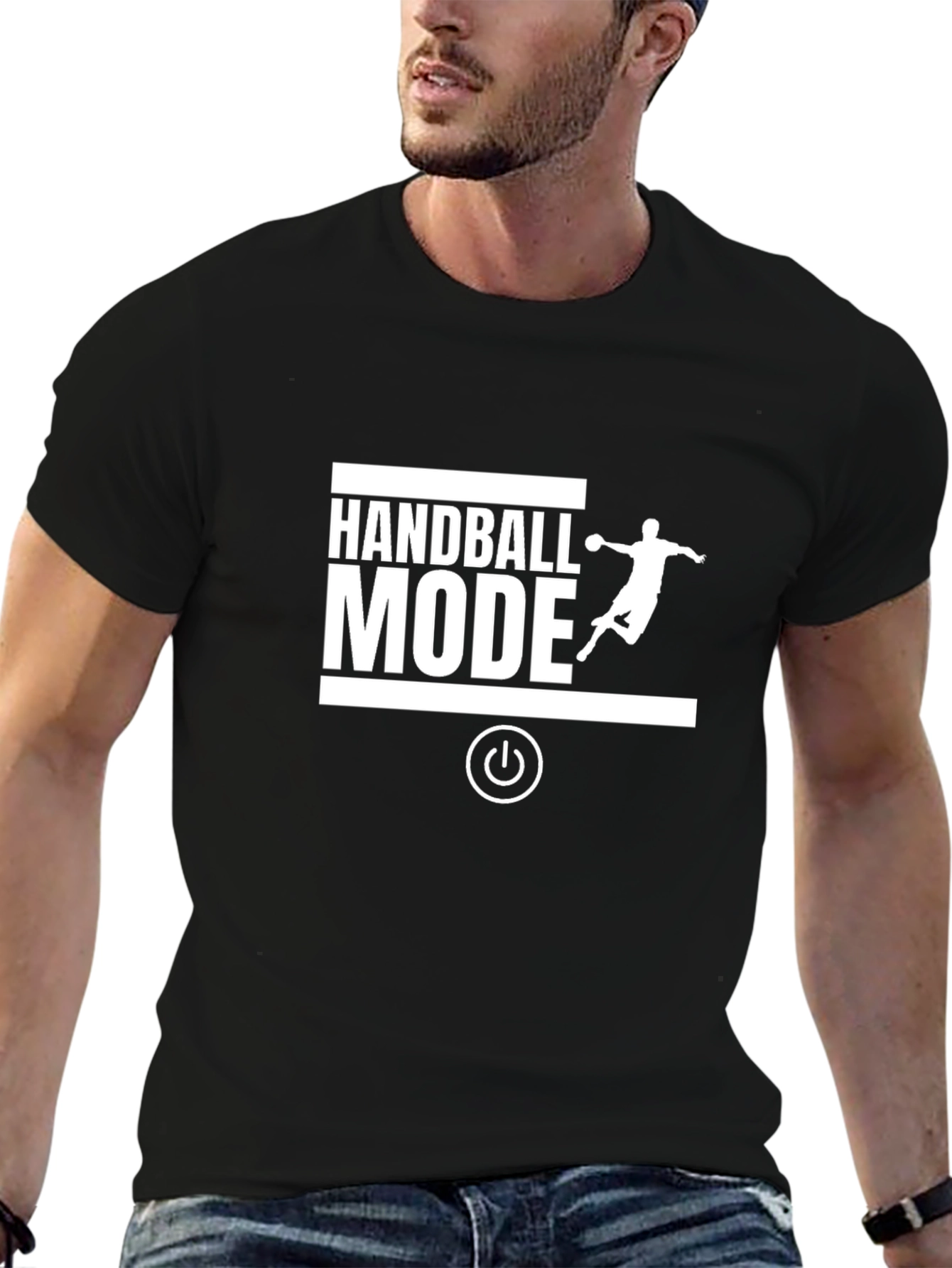 Handball Mode Graphic Tee - Black Cotton T-Shirt - 6