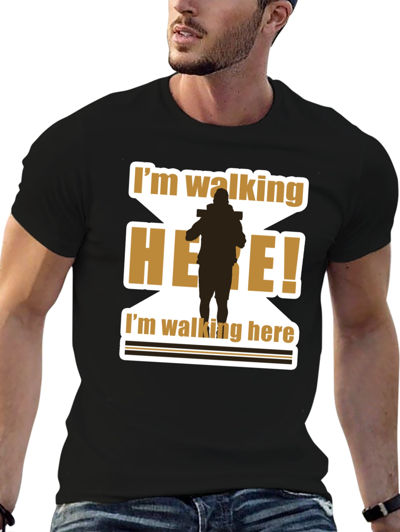 Black I'm Walking Here T-Shirt Funny Movie Quote view 6