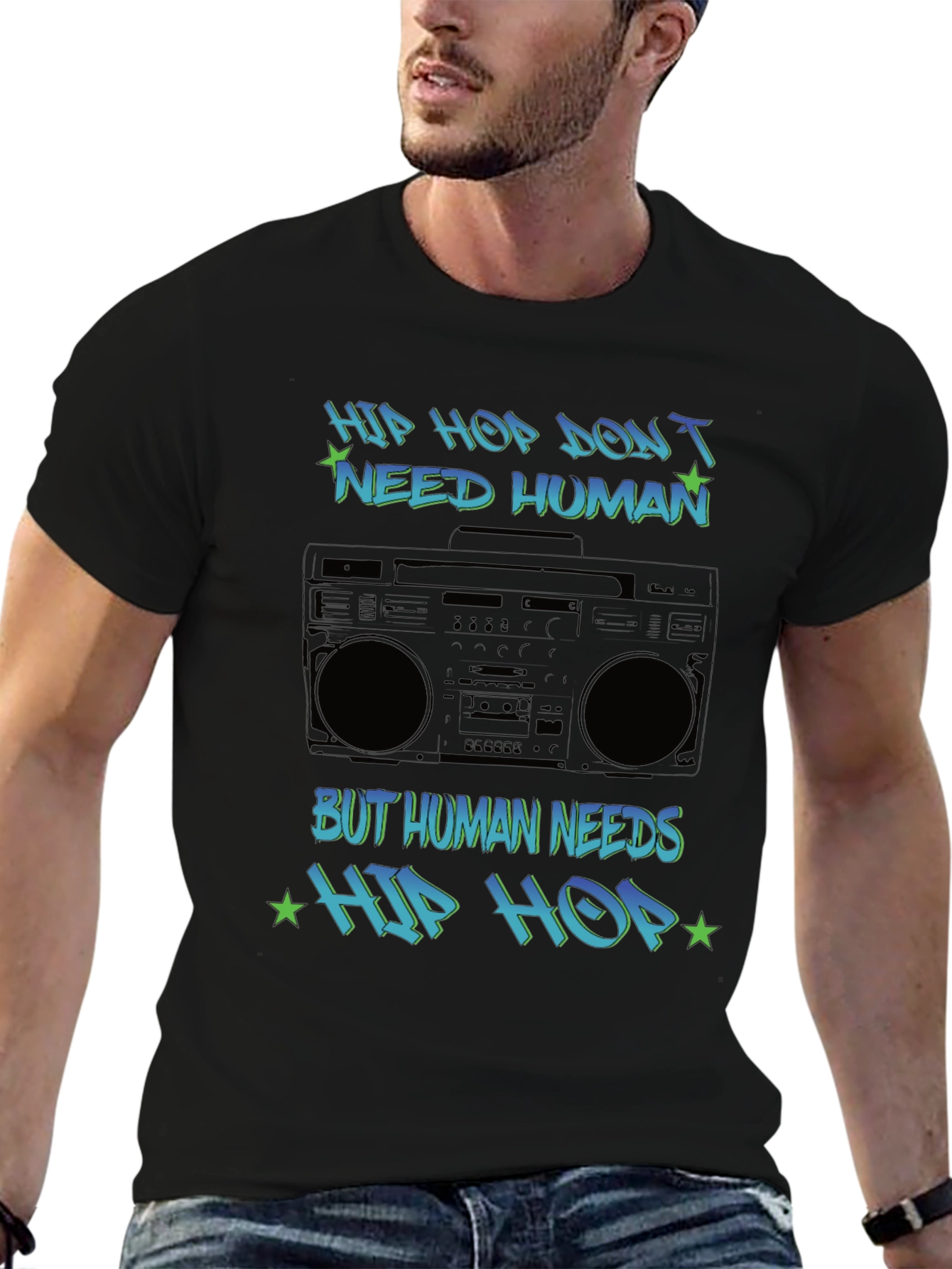 Black Hip Hop Music Lover Graphic Tee view 6