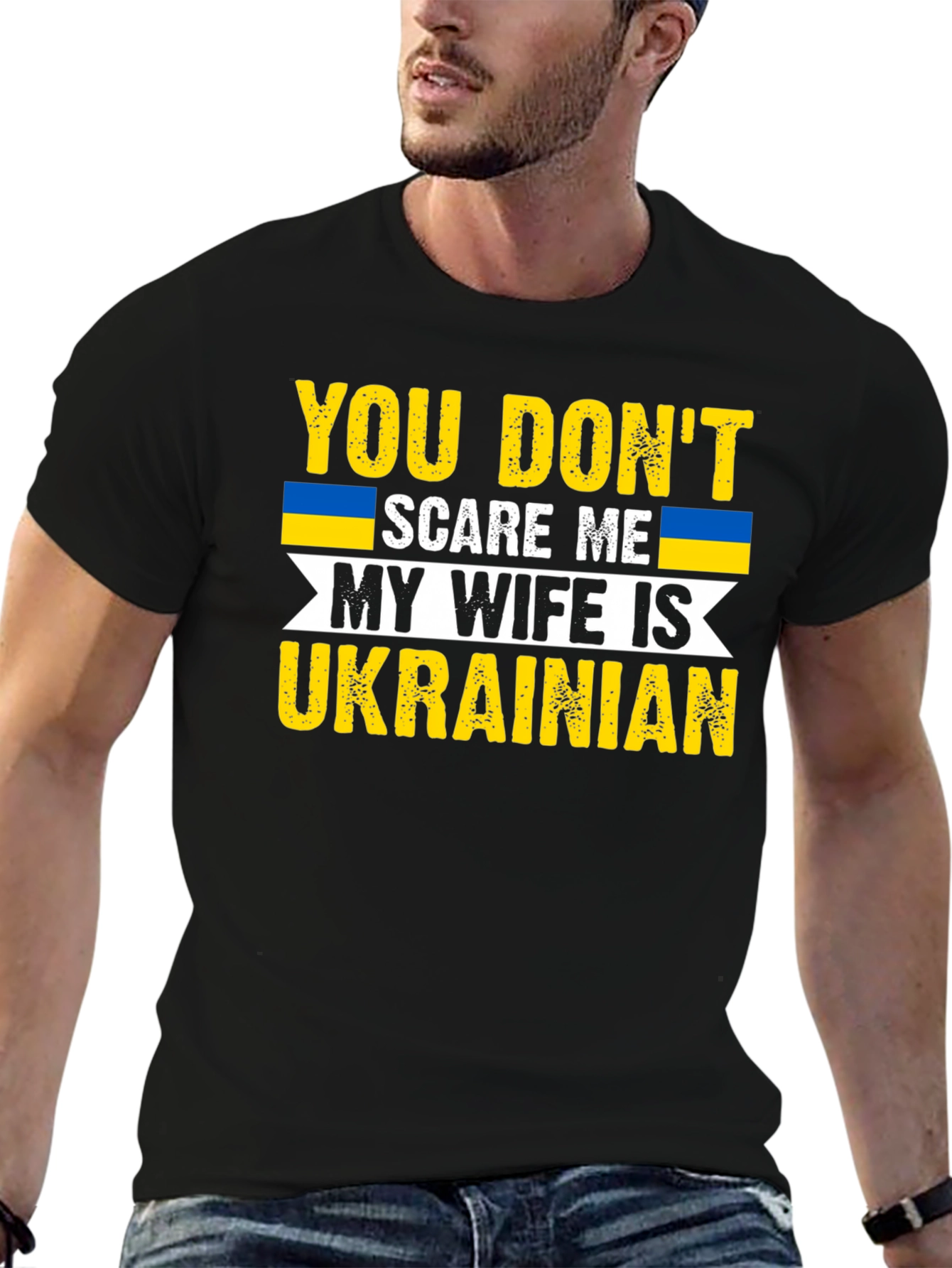 Black Funny Ukrainian Wife T-Shirt: You Don't Scare Me view 6