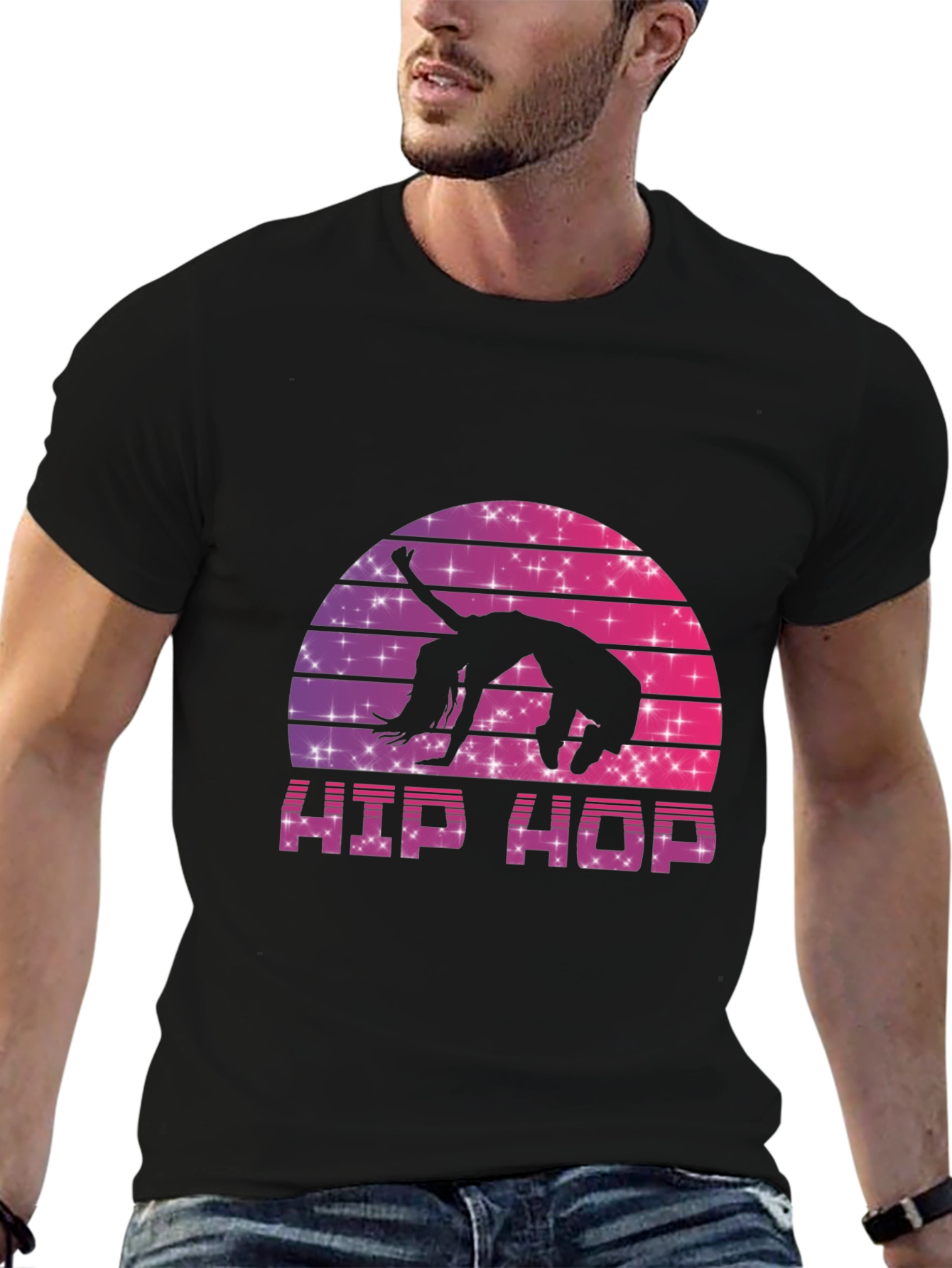 Black Retro Hip Hop Dance T-Shirt view 6
