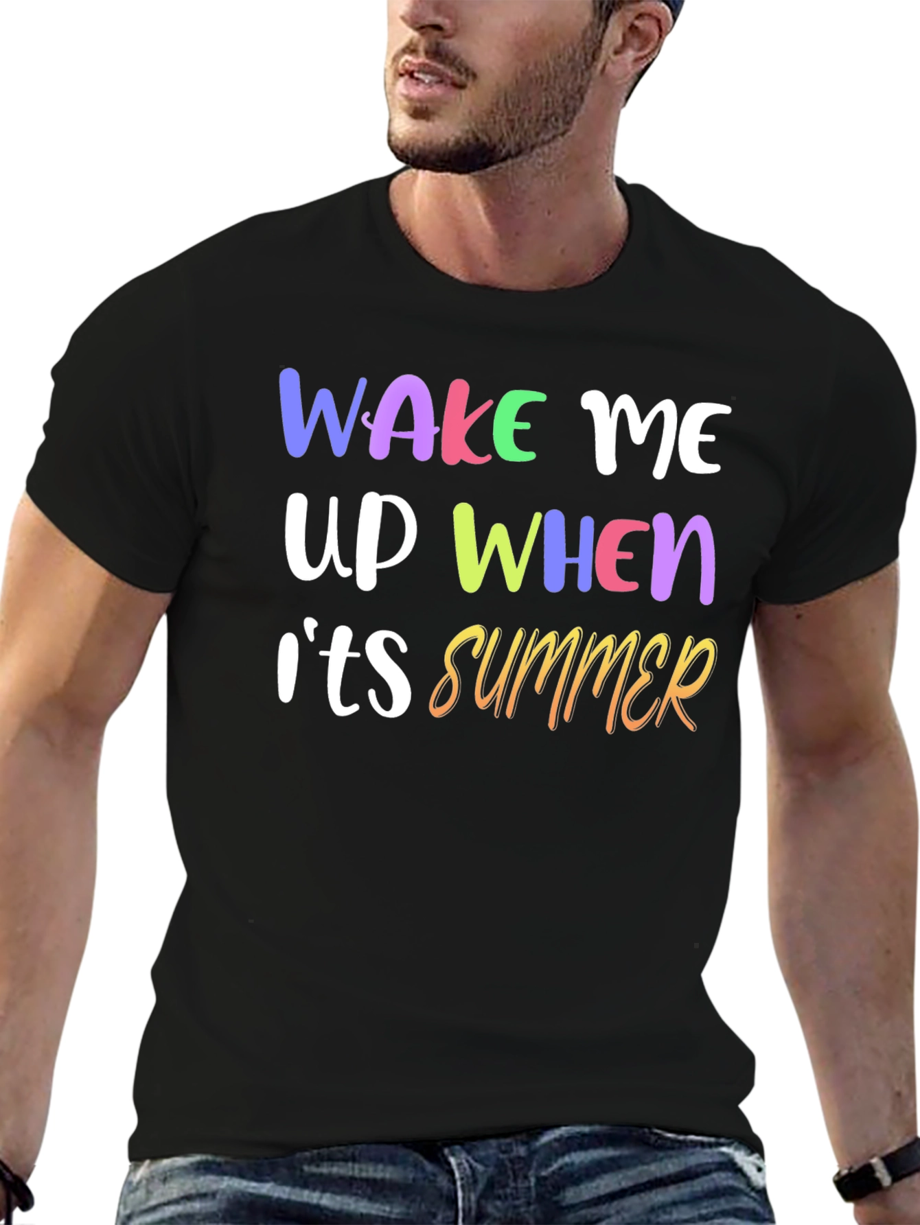 Black Wake Me Up When It's Summer Graphic T-Shirt view 6