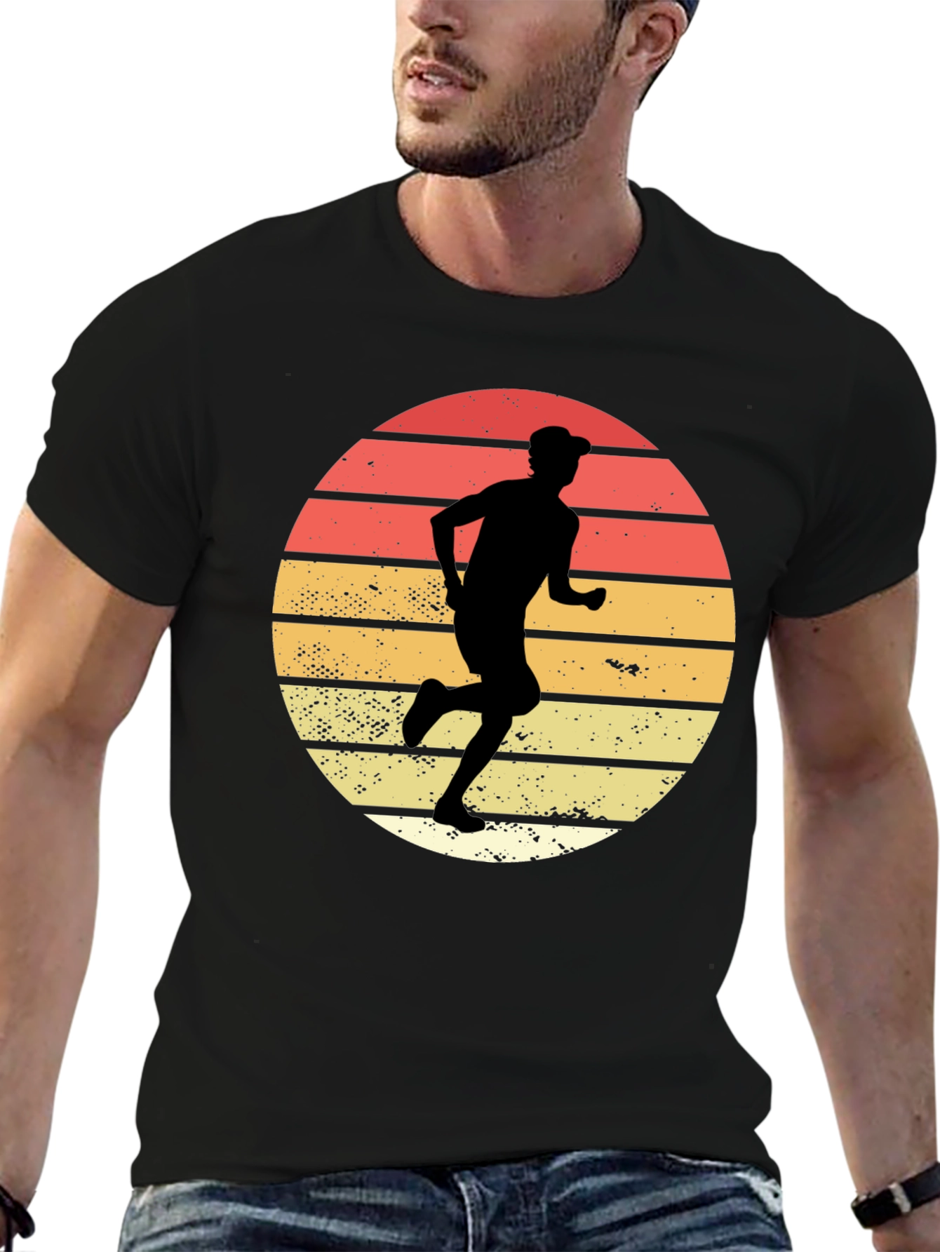 Black Retro Runner Graphic T-Shirt view 6