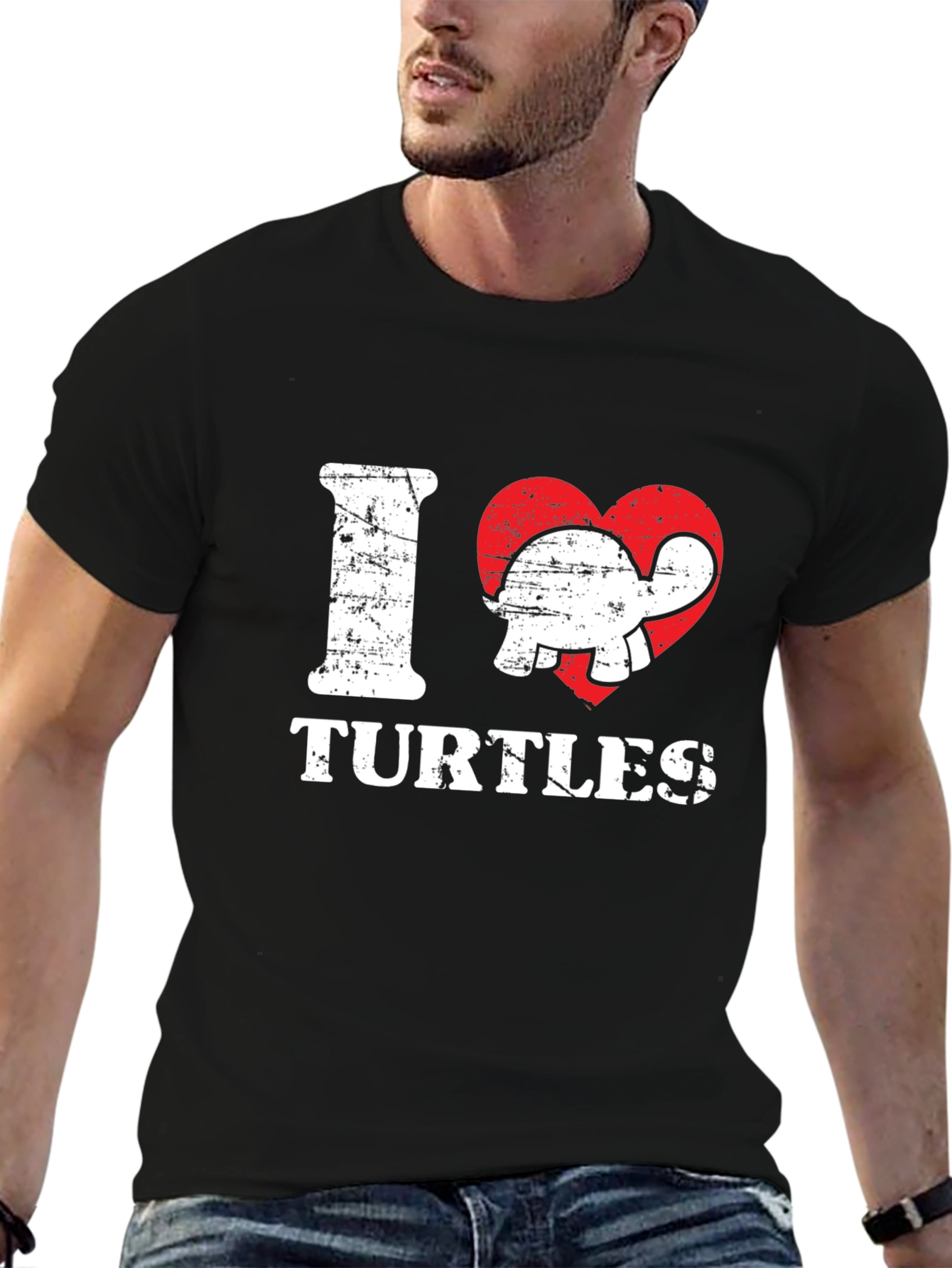 Black I Heart Turtles Graphic T-Shirt view 6