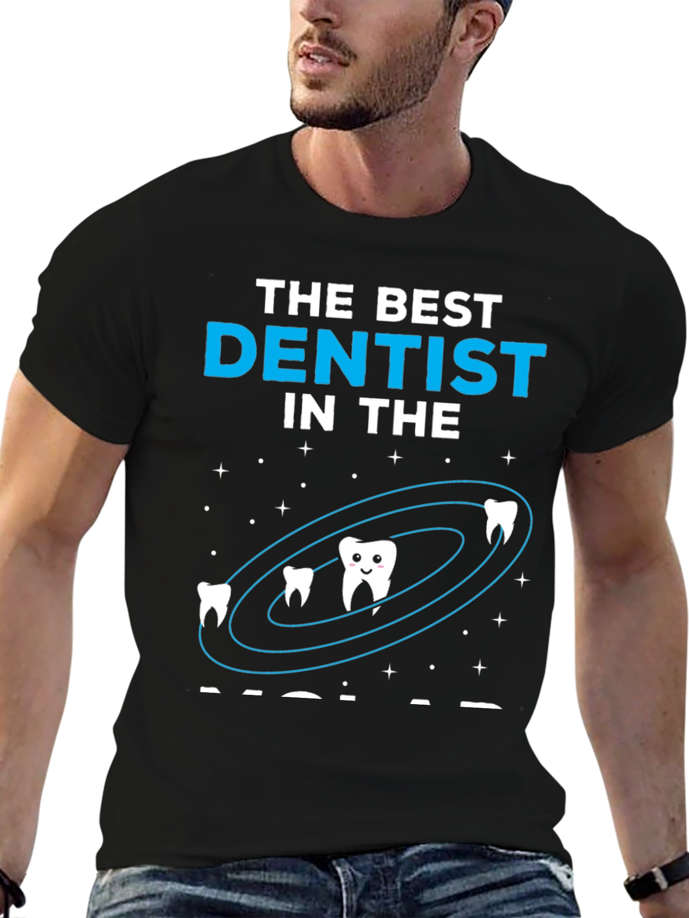 Black Best Dentist in the Galaxy Graphic T-Shirt view 6