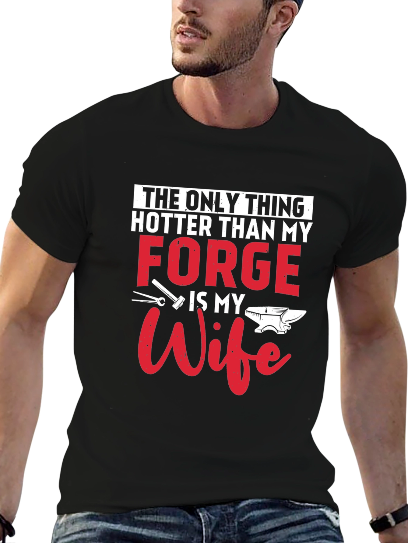 Black Hot Forge Wife Graphic Tee - Black Cotton Blend view 6