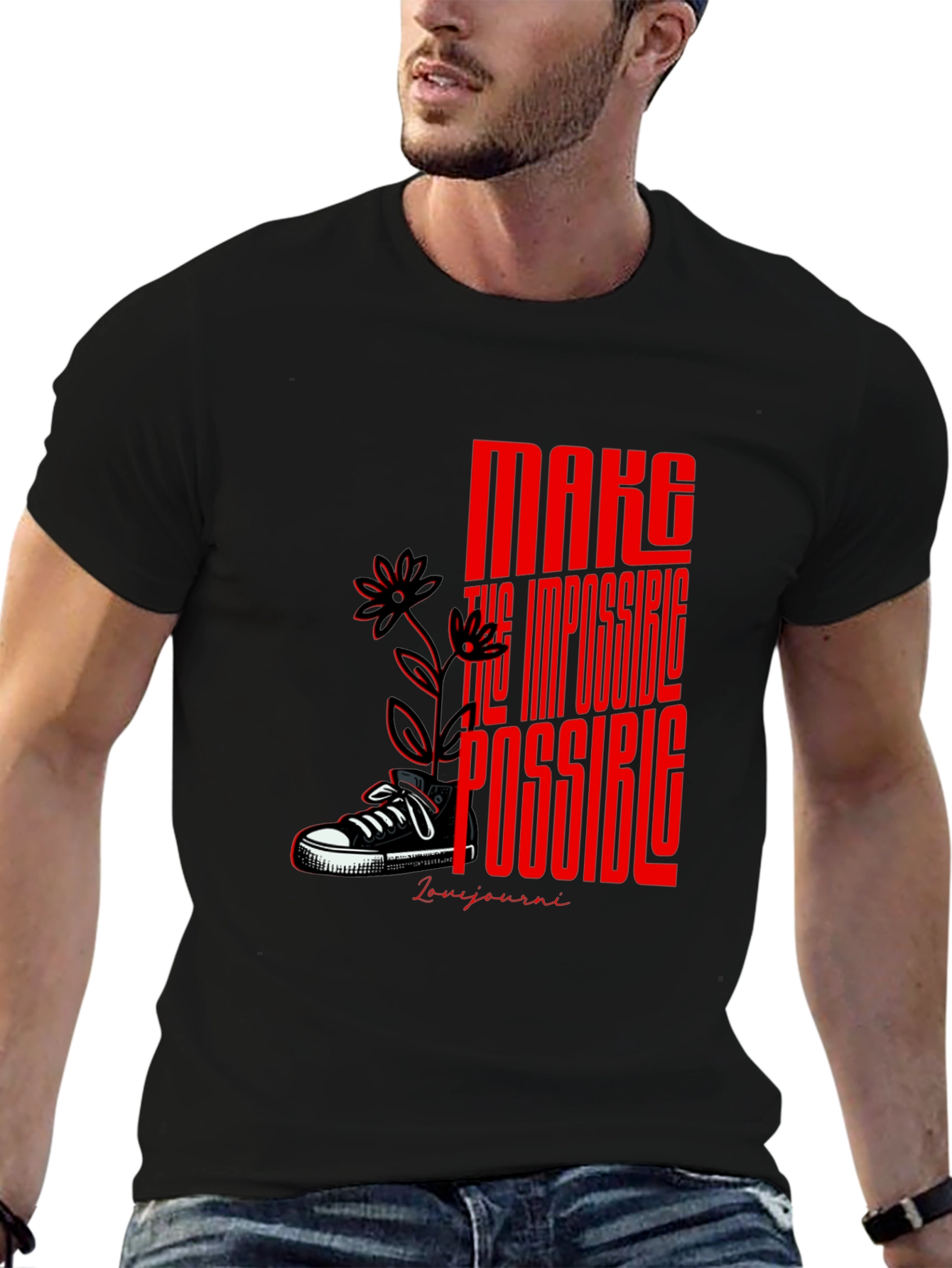 Black Make the Impossible Possible Graphic Tee view 6