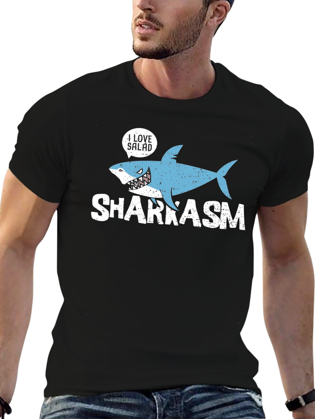 Black Sharkasm I Love Salad Graphic T-Shirt view 6