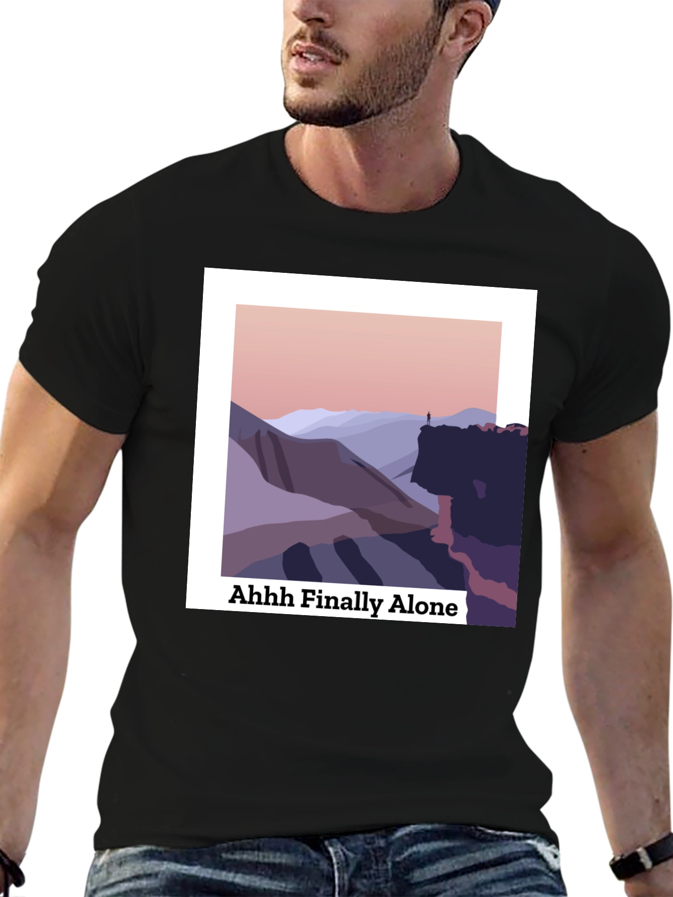 Black Finally Alone Graphic T-Shirt view 6