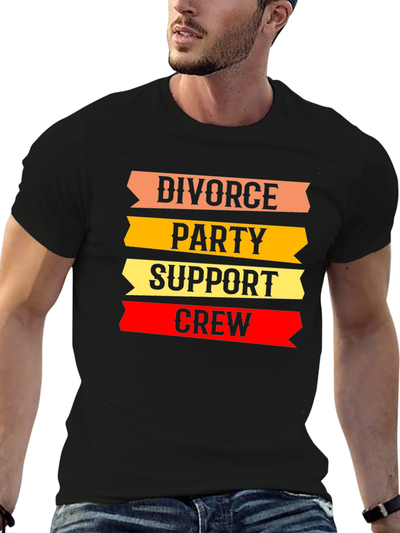 Black Divorce Party Support Crew T-Shirt view 6