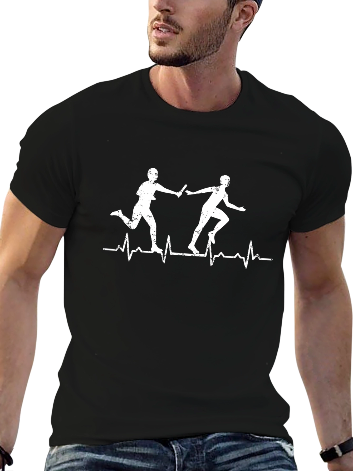 Black Relay Race Heartbeat T-Shirt view 6
