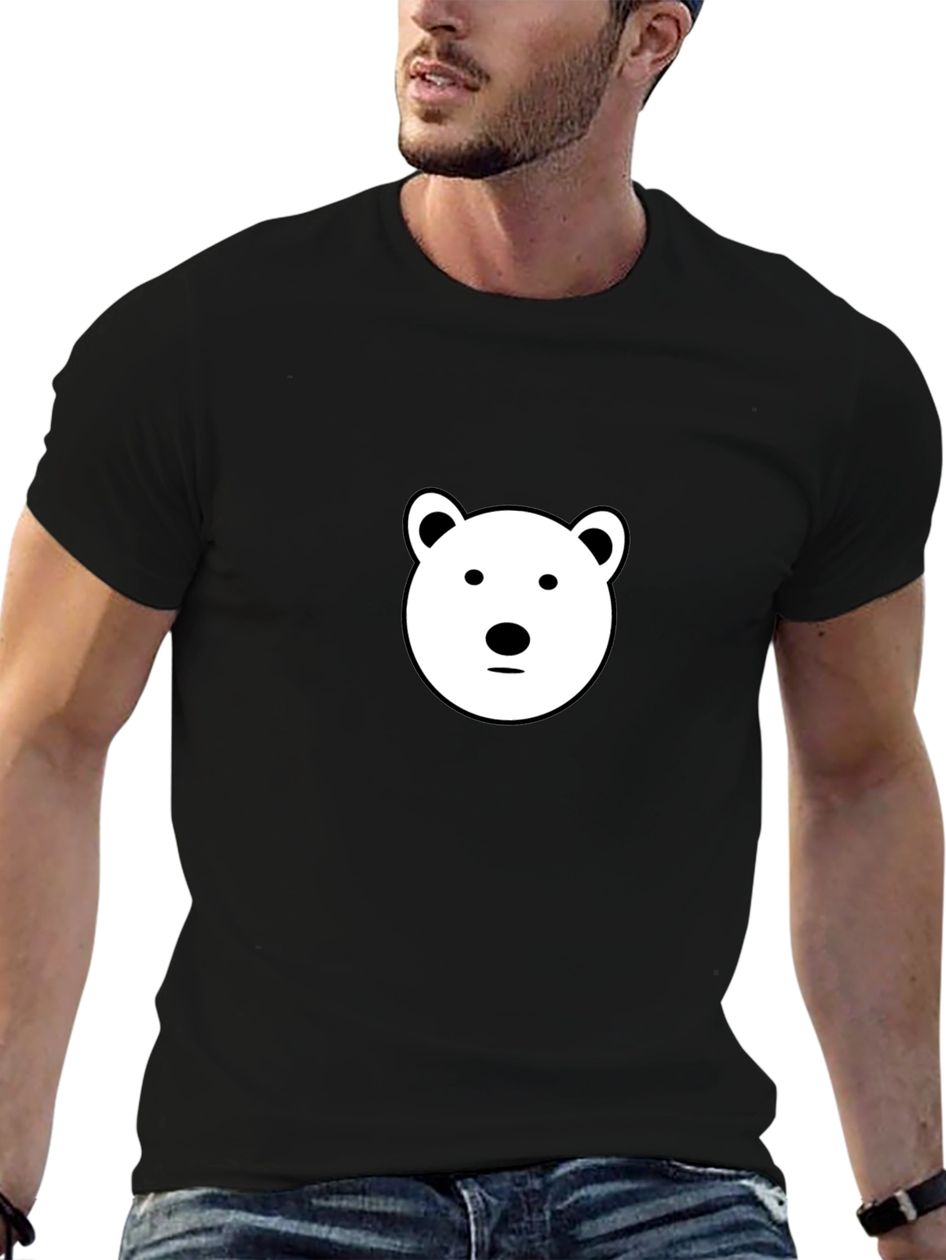 Black Cool Bear Graphic Black T-Shirt view 6