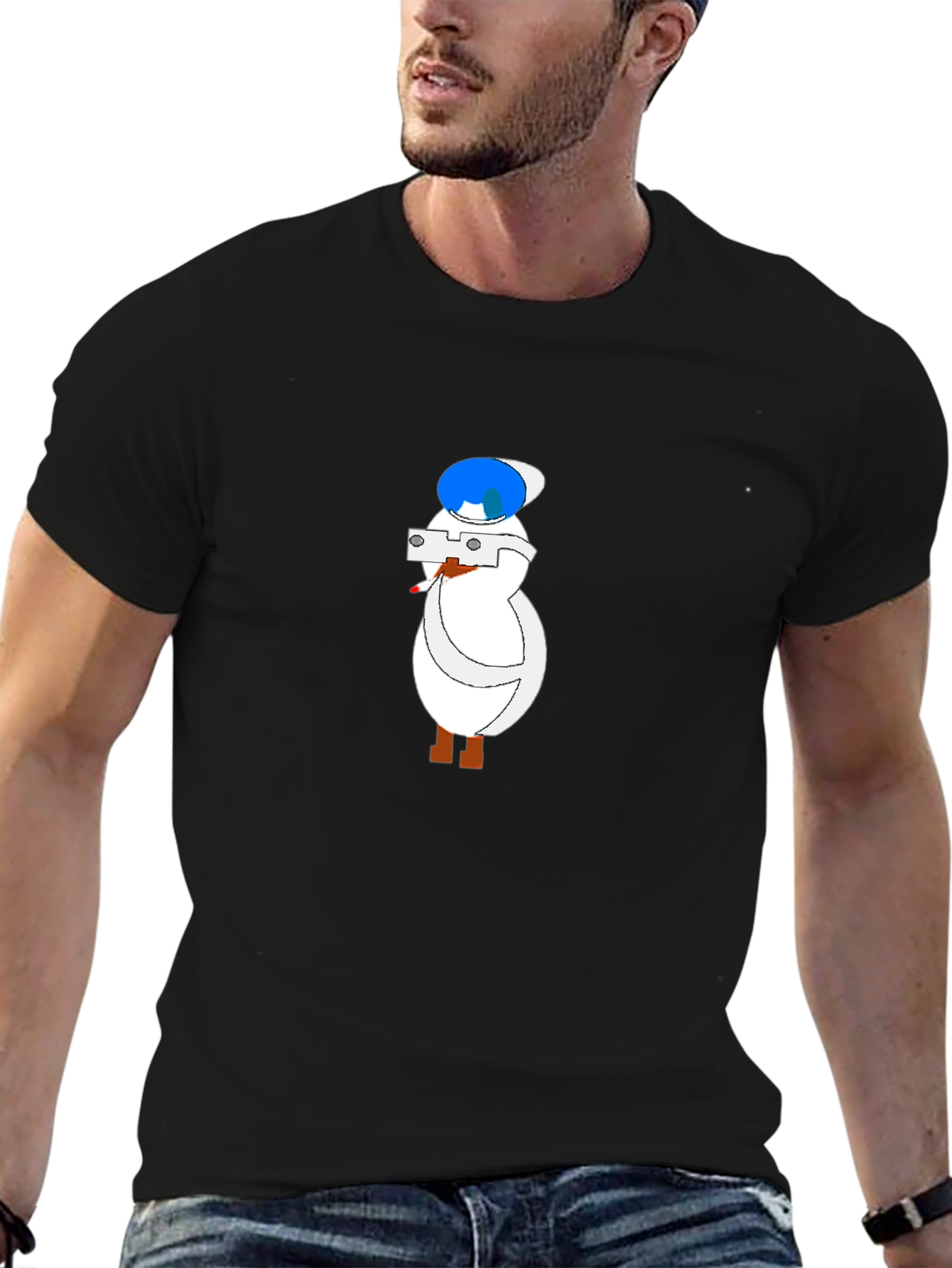 Black Cartoon Duck Tourist Black T-Shirt view 6