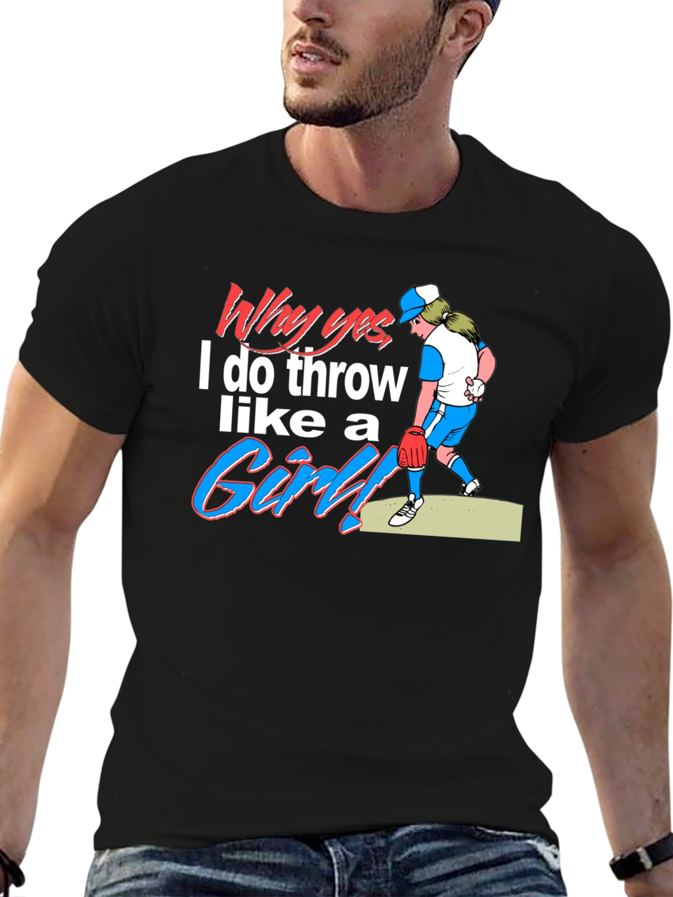 Black Funny 'Throw Like a Girl' Graphic Tee view 6