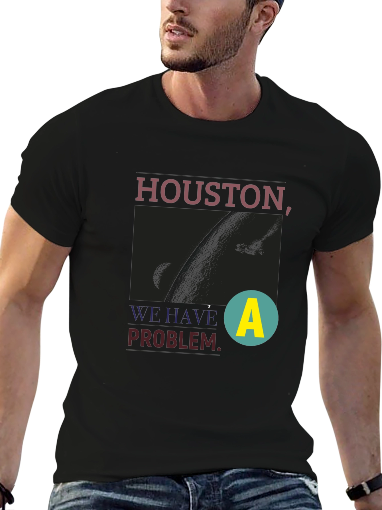 Black Houston We Have a Problem Graphic Tee view 6