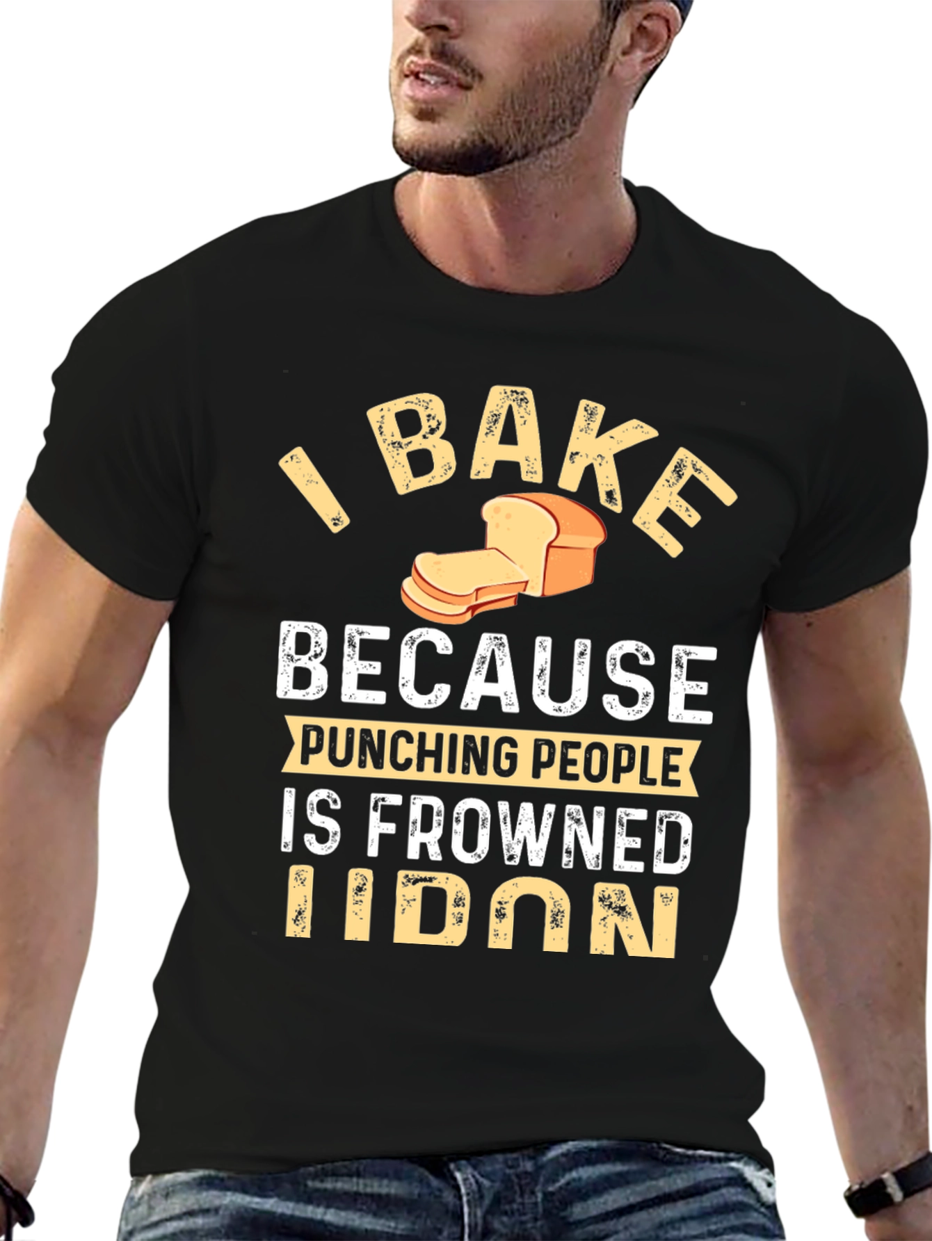 Black Funny Baking T-Shirt - I Bake Because Punching People view 6